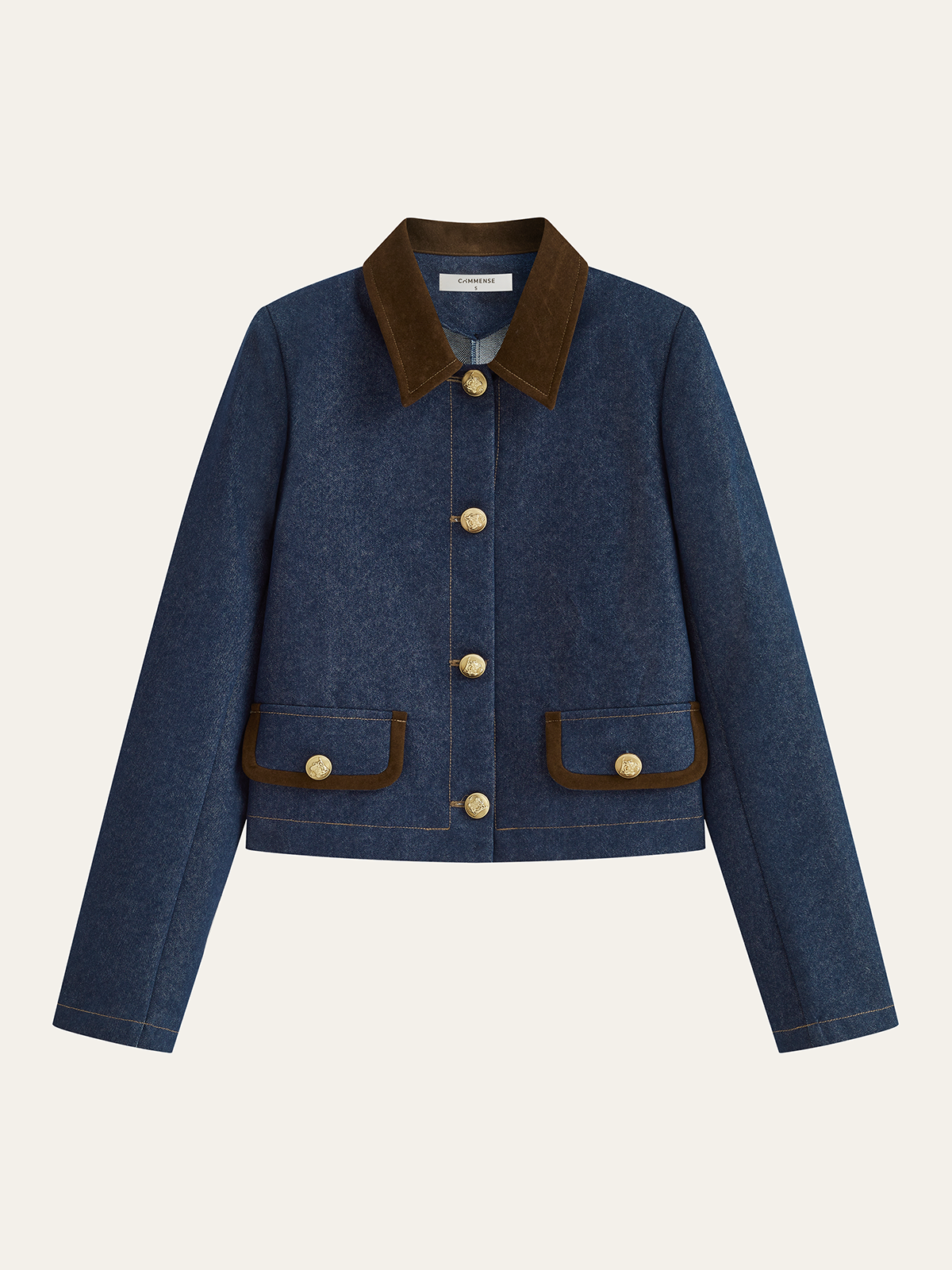Metal Button Suede Collar Denim Jacket Metal Button Suede Collar Denim Jacket