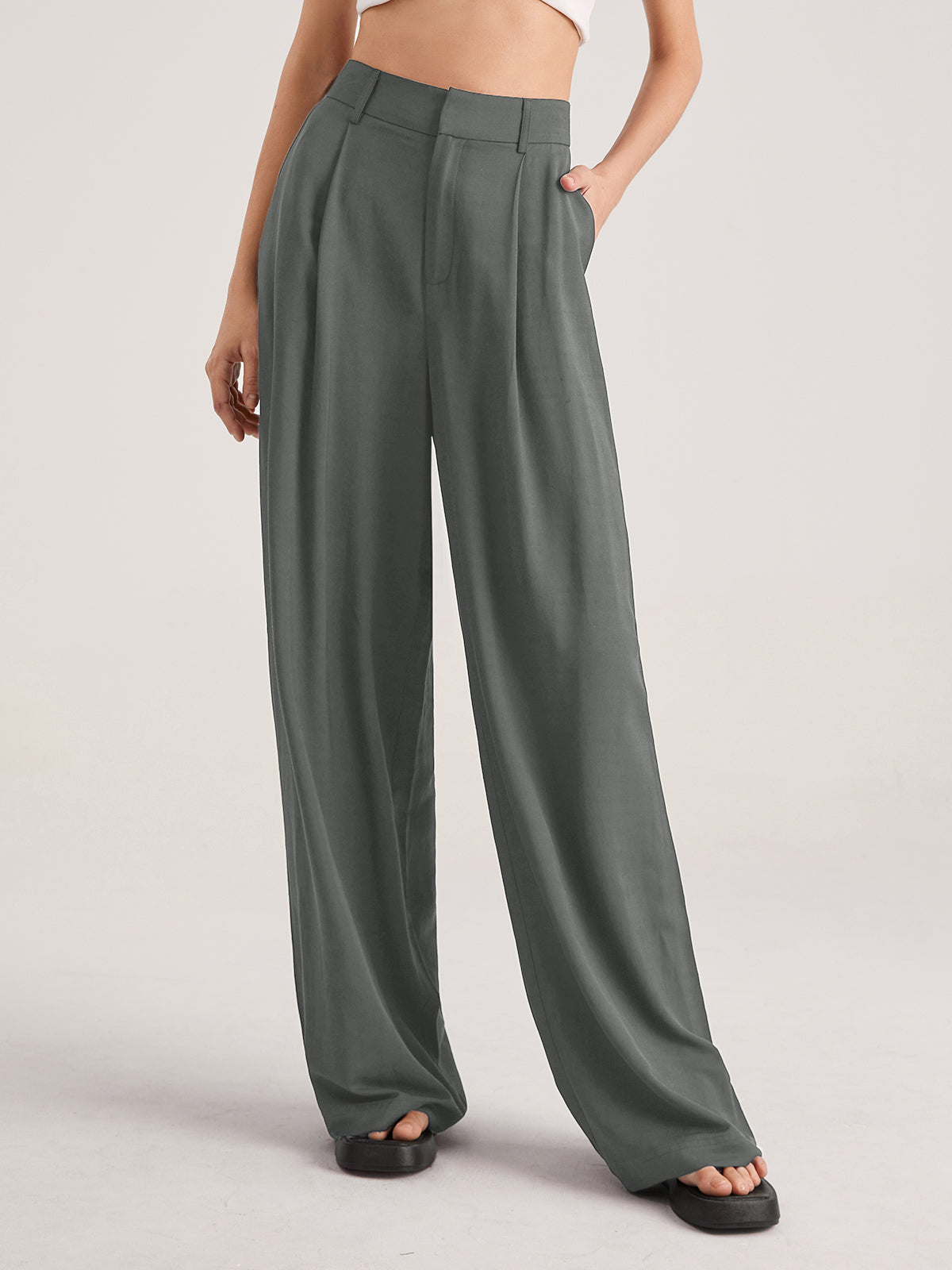 Oversized High Waisted Pleat Front Trousers Oversized High Waisted Pleat Front Trousers