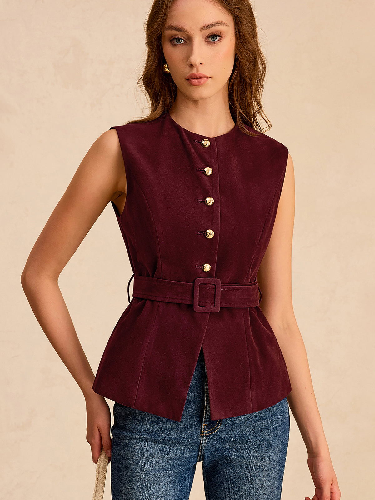 Suede Vest with Belt Suede Vest with Belt