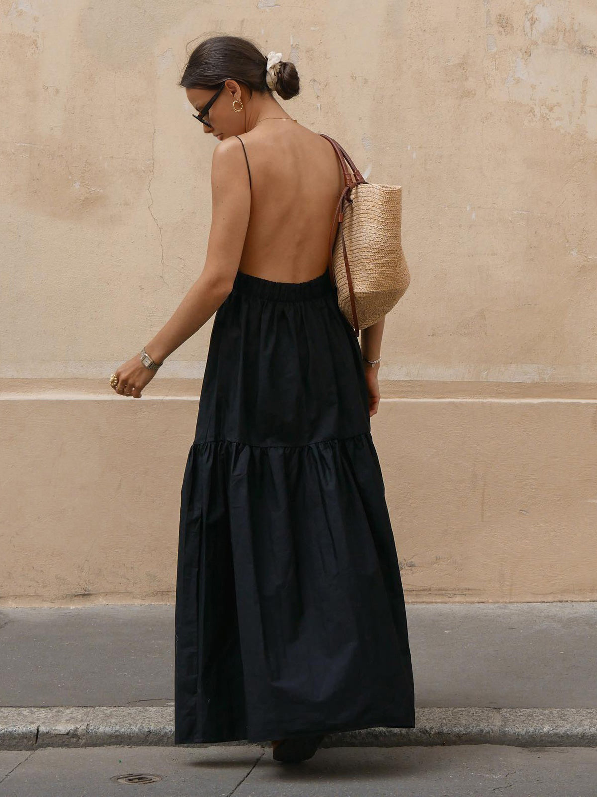 Solid Backless Long Dress Solid Backless Long Dress