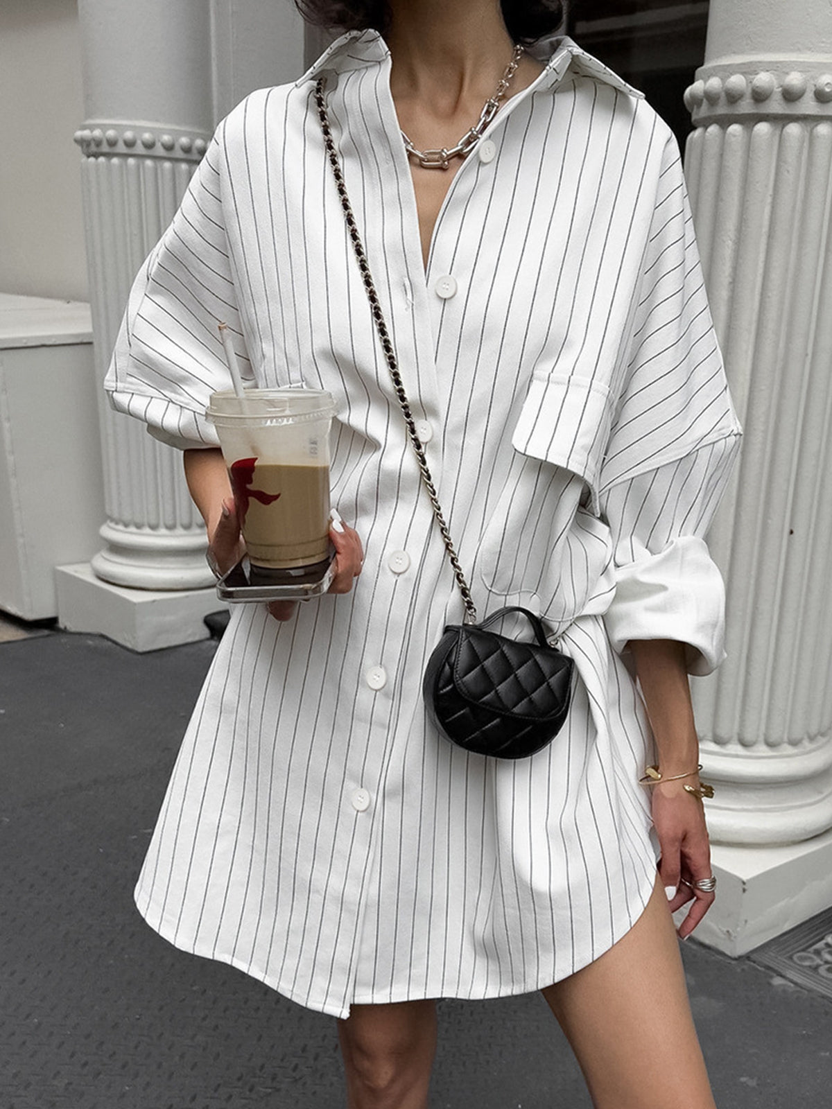 Oversized Striped Large Pockets Shirt Oversized Striped Large Pockets Shirt