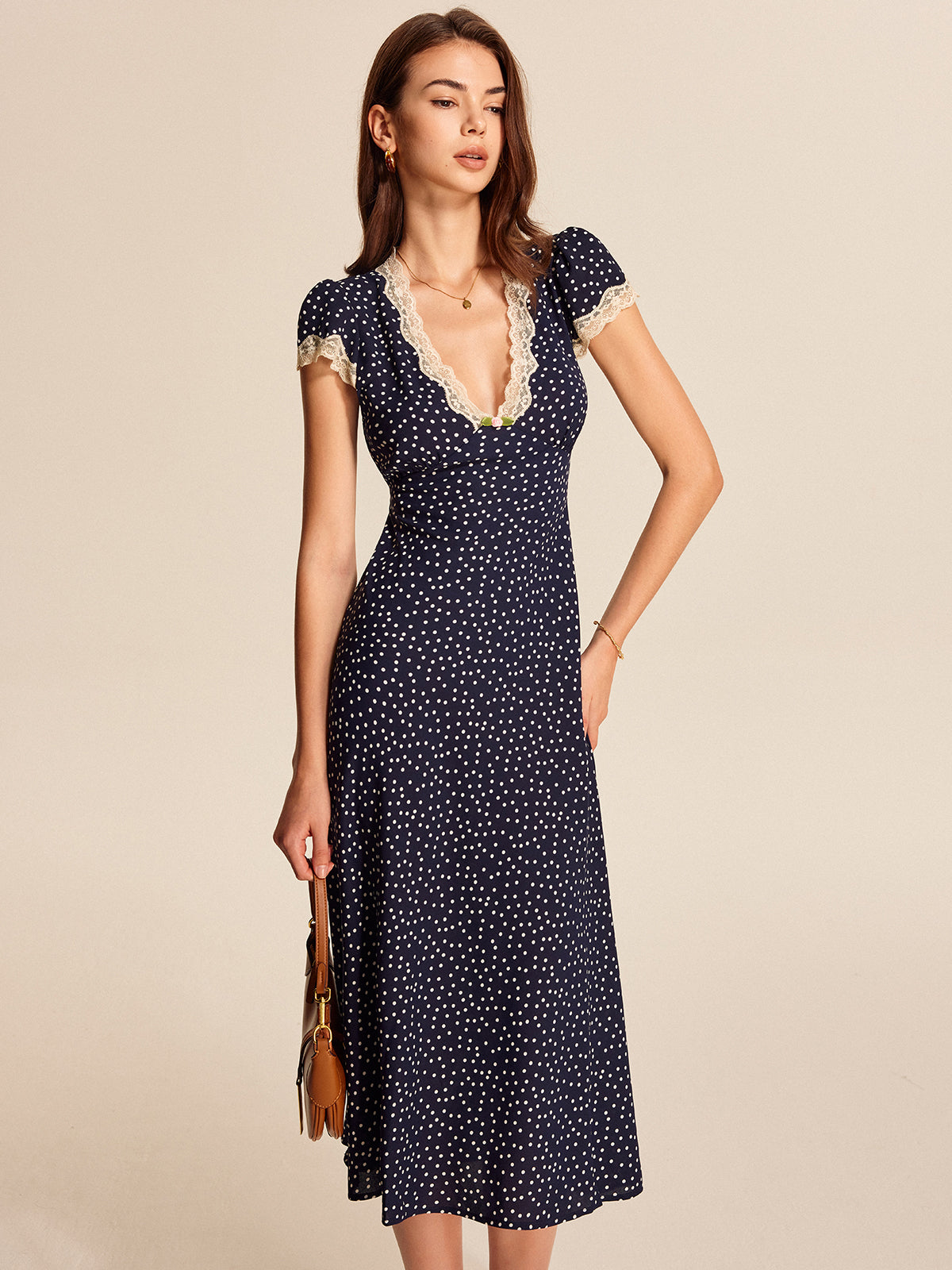 Polka Dot Lace-Trim Dress Polka Dot Lace-Trim Dress