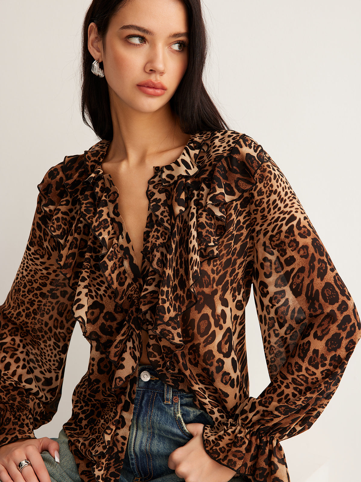 Leopard Printed Ruffle Blouse Leopard Printed Ruffle Blouse