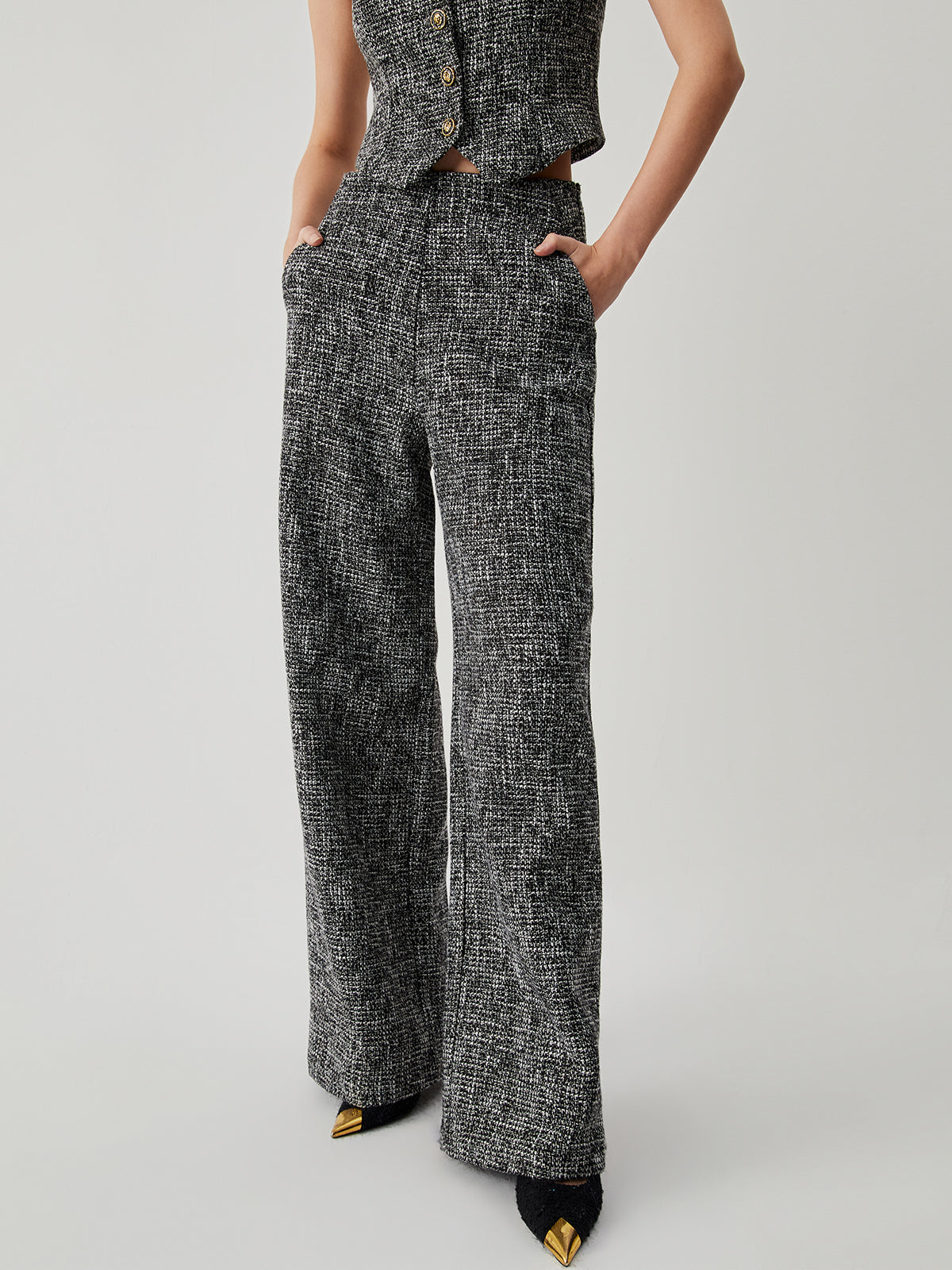 Old Money Tweed Straight Leg Pocket Pants Old Money Tweed Straight Leg Pocket Pants