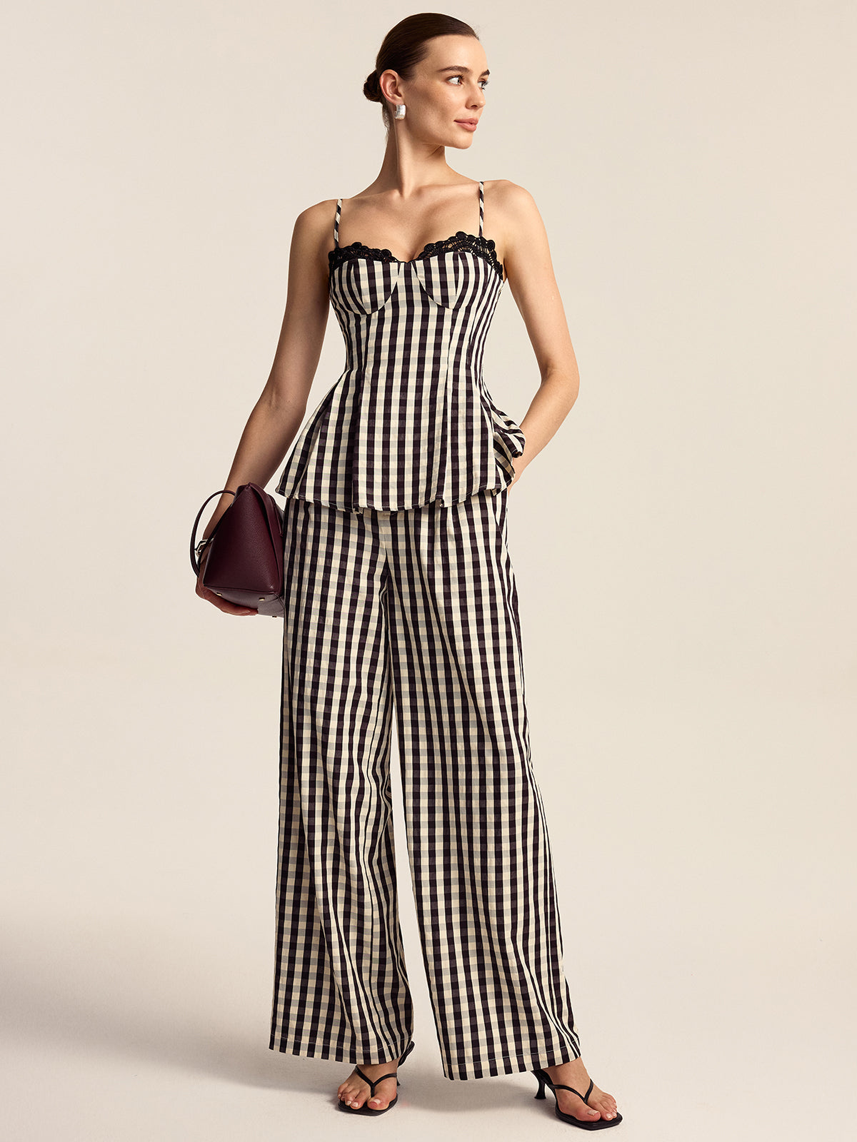 Gingham Wide-Leg Pants Gingham Wide-Leg Pants