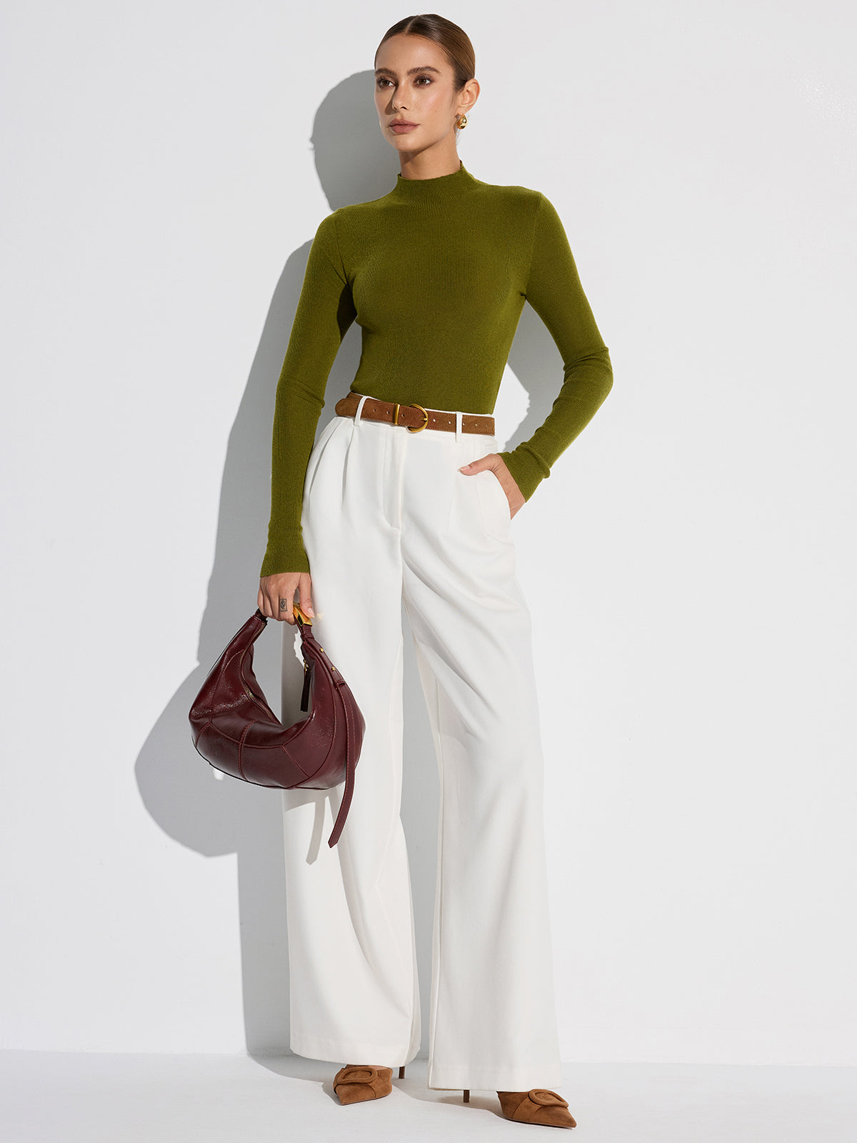 Mock Neck Wool-Blend Knit Top Mock Neck Wool-Blend Knit Top