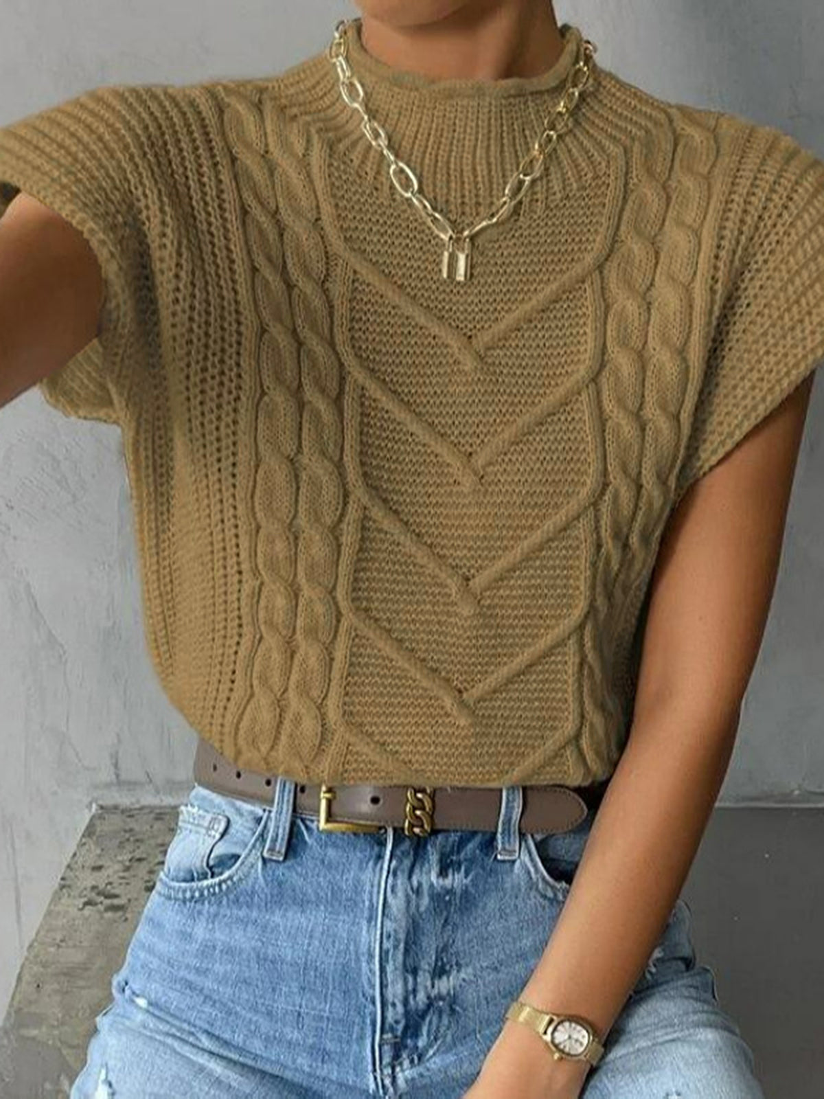 Plain Cap Sleeve Sweater Vest Plain Cap Sleeve Sweater Vest