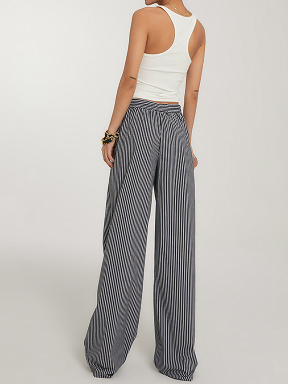 Casual Striped Wide Leg Pants Casual Striped Wide Leg Pants