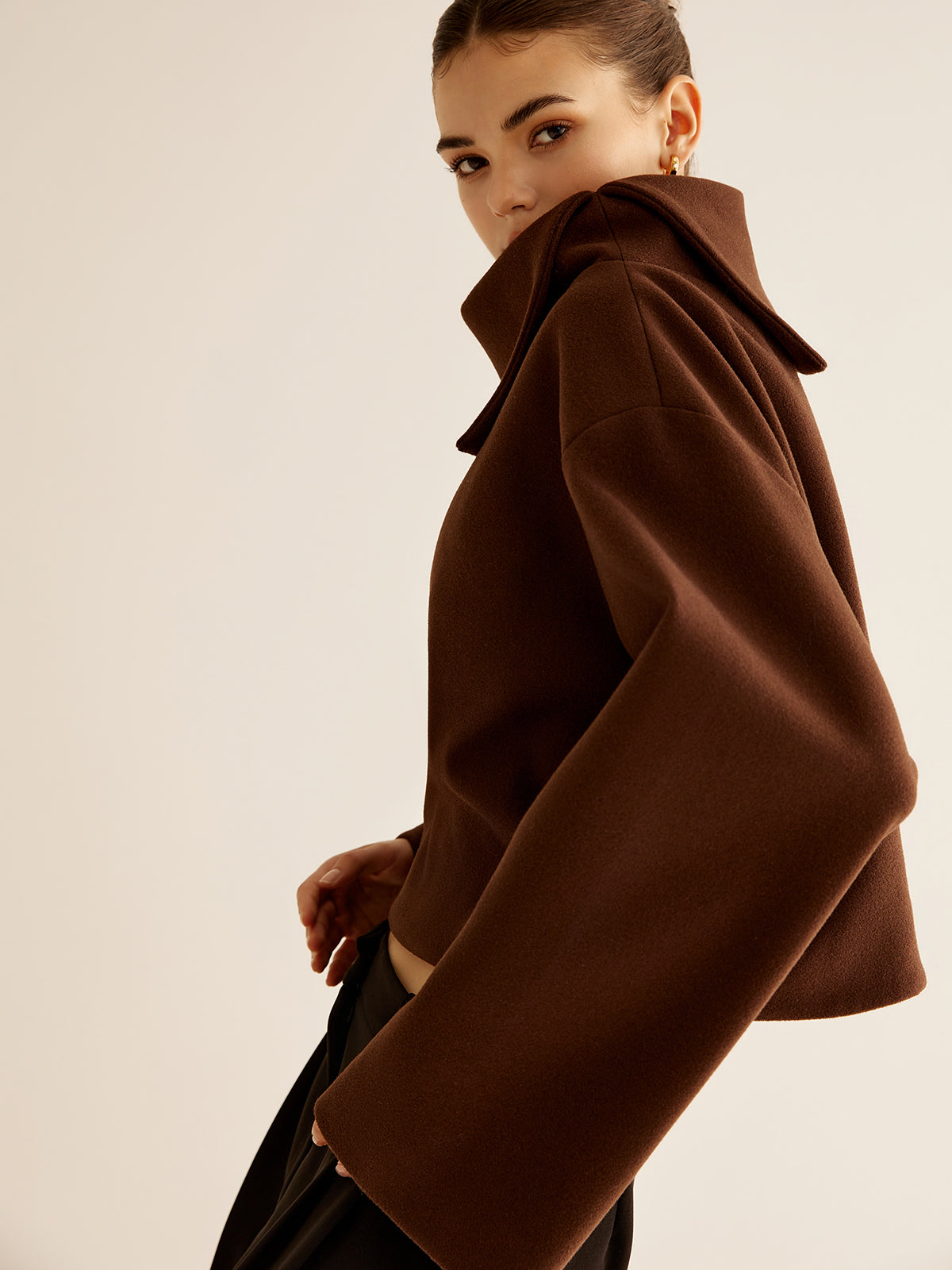 Plain Turtleneck Tweed Top Plain Turtleneck Tweed Top
