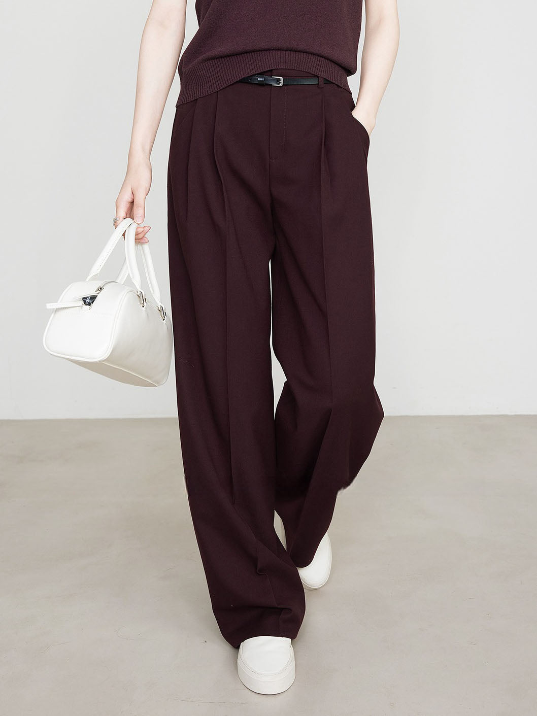 Utility High-Waist Pleated Pants Without Belt Utility High-Waist Pleated Pants Without Belt