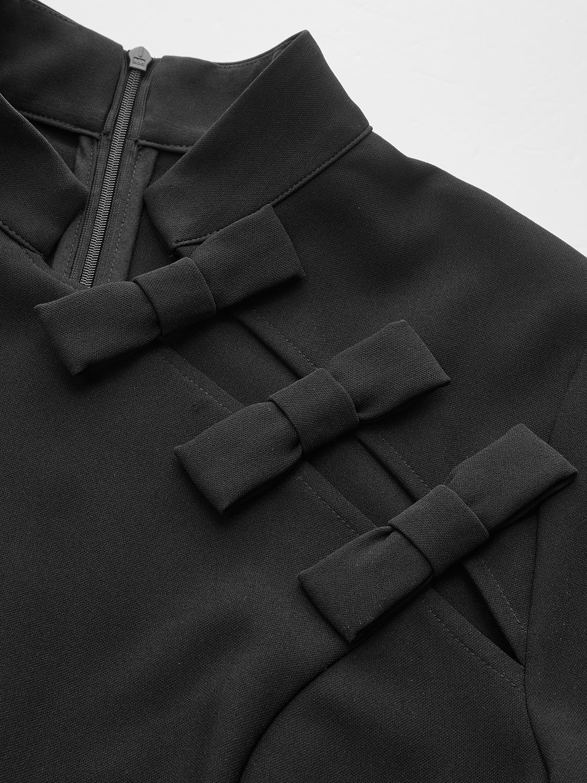 Bow Cut-Out Stand Collar Short Sleeve Dress Bow Cut-Out Stand Collar Short Sleeve Dress
