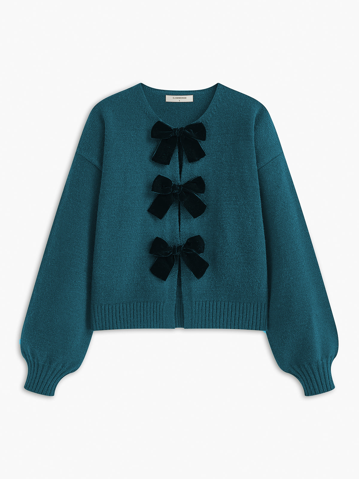 Velvet-Bow Lantern Sleeve Sweater Velvet-Bow Lantern Sleeve Sweater