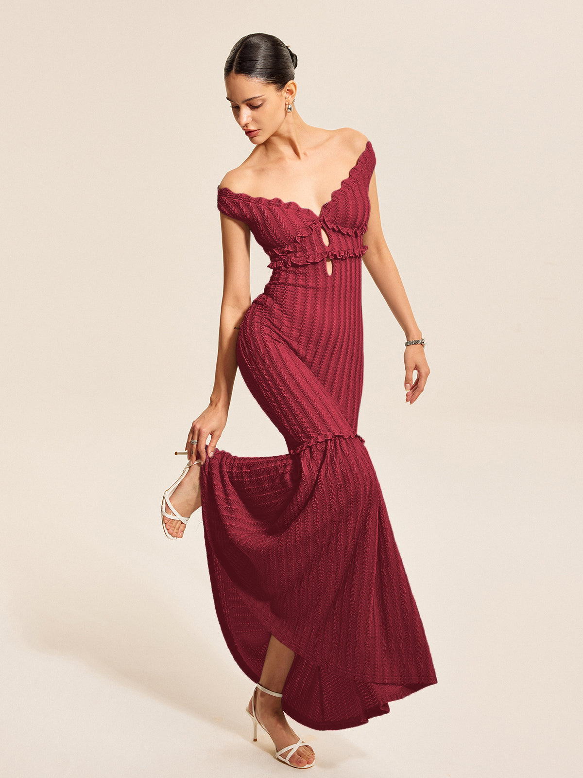 Off-Shoulder Ruffle Detail Dress Off-Shoulder Ruffle Detail Dress