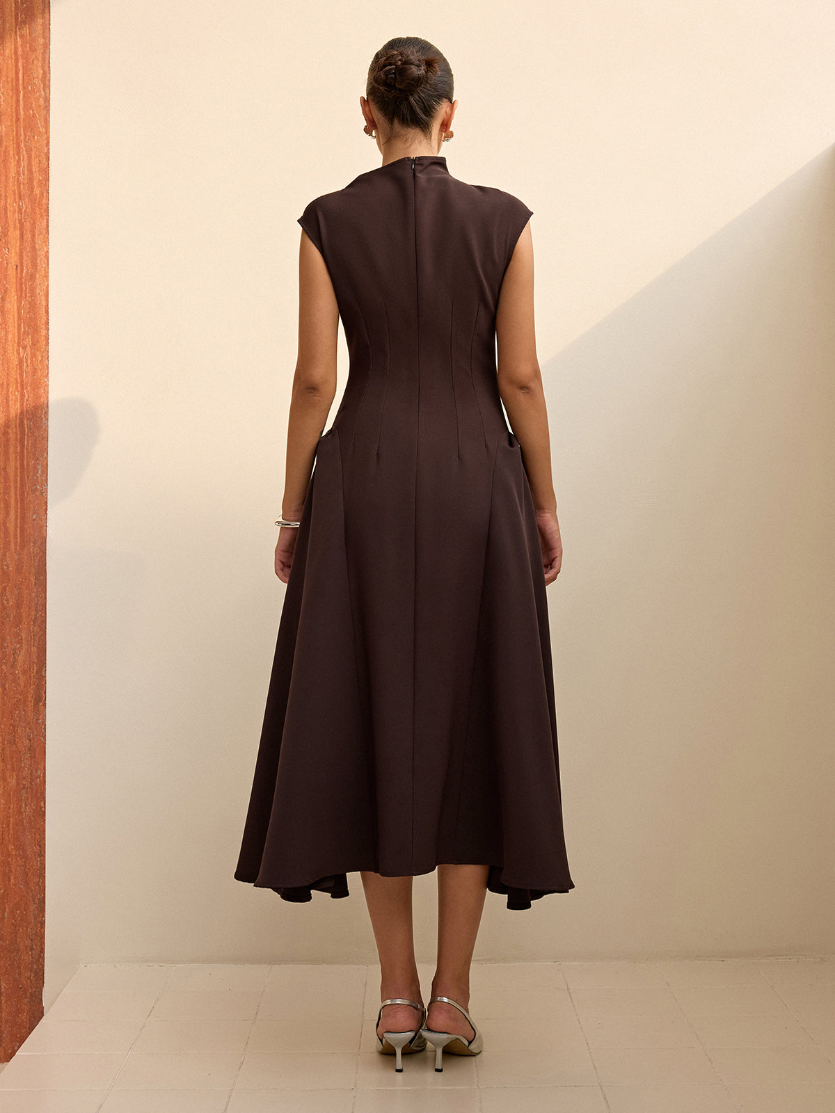 Asymmetrical Neck Cap Sleeve Maxi Dress Asymmetrical Neck Cap Sleeve Maxi Dress