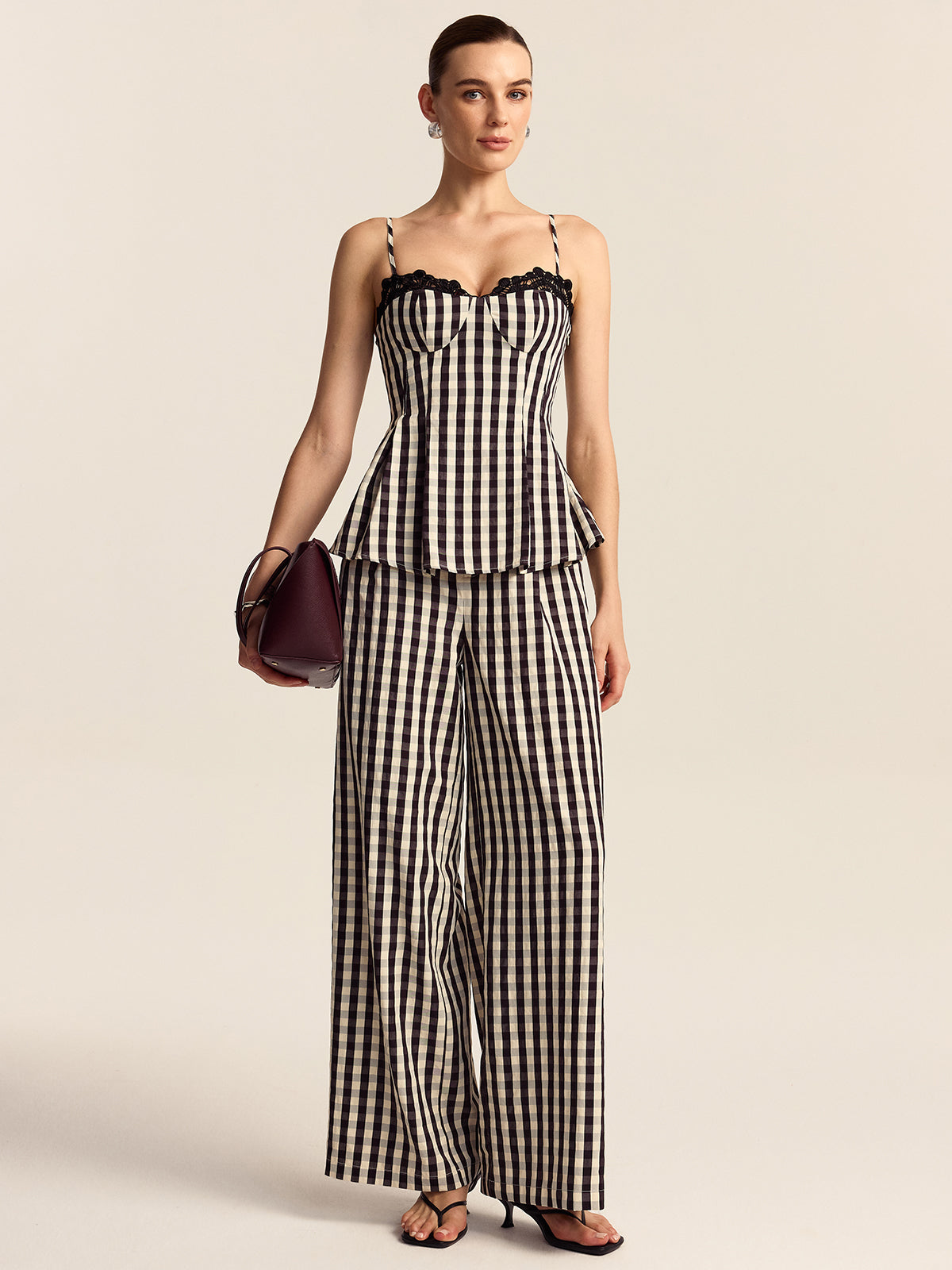Gingham Wide-Leg Pants Gingham Wide-Leg Pants