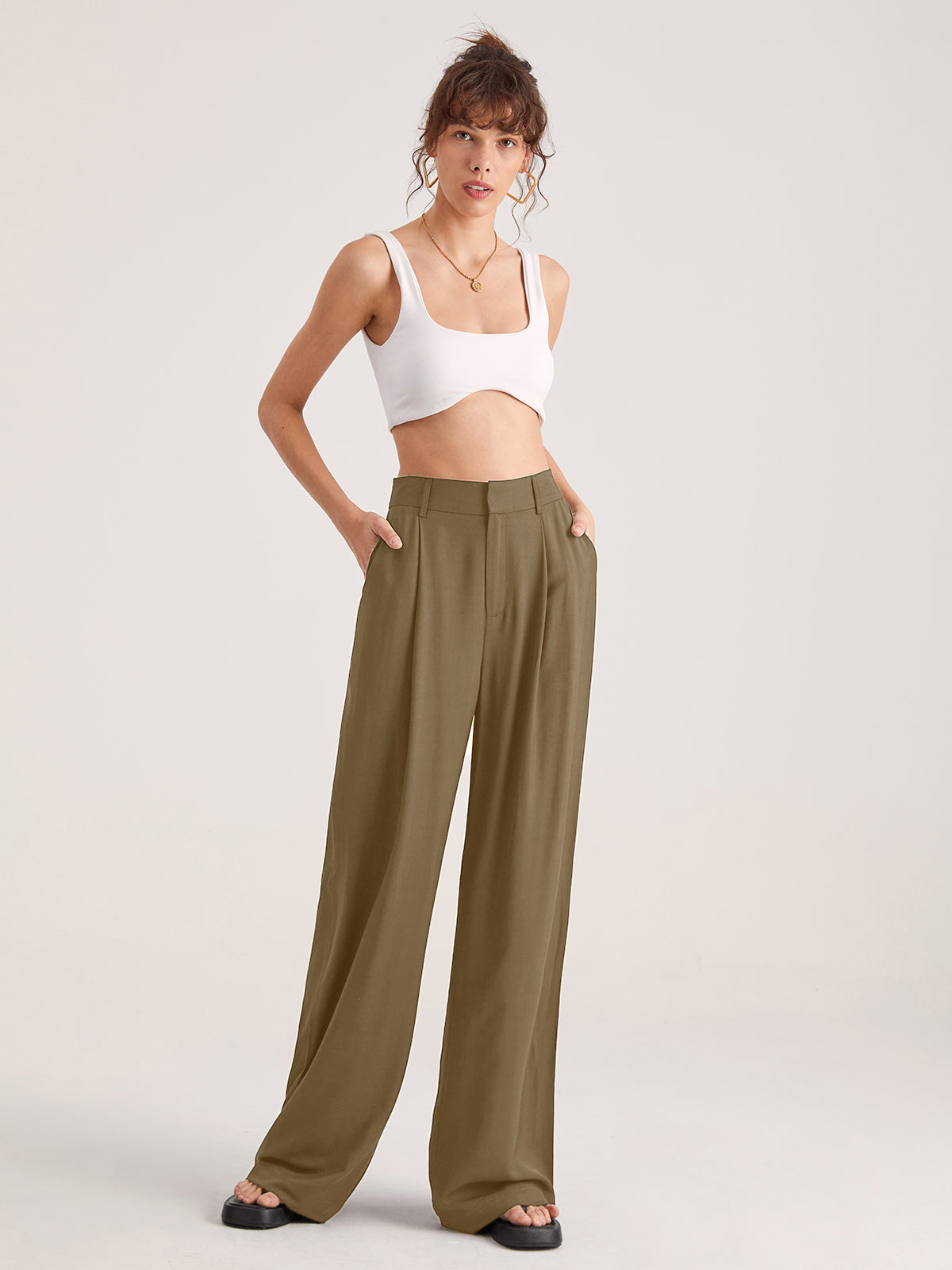 Oversized High Waisted Pleat Front Trousers Oversized High Waisted Pleat Front Trousers