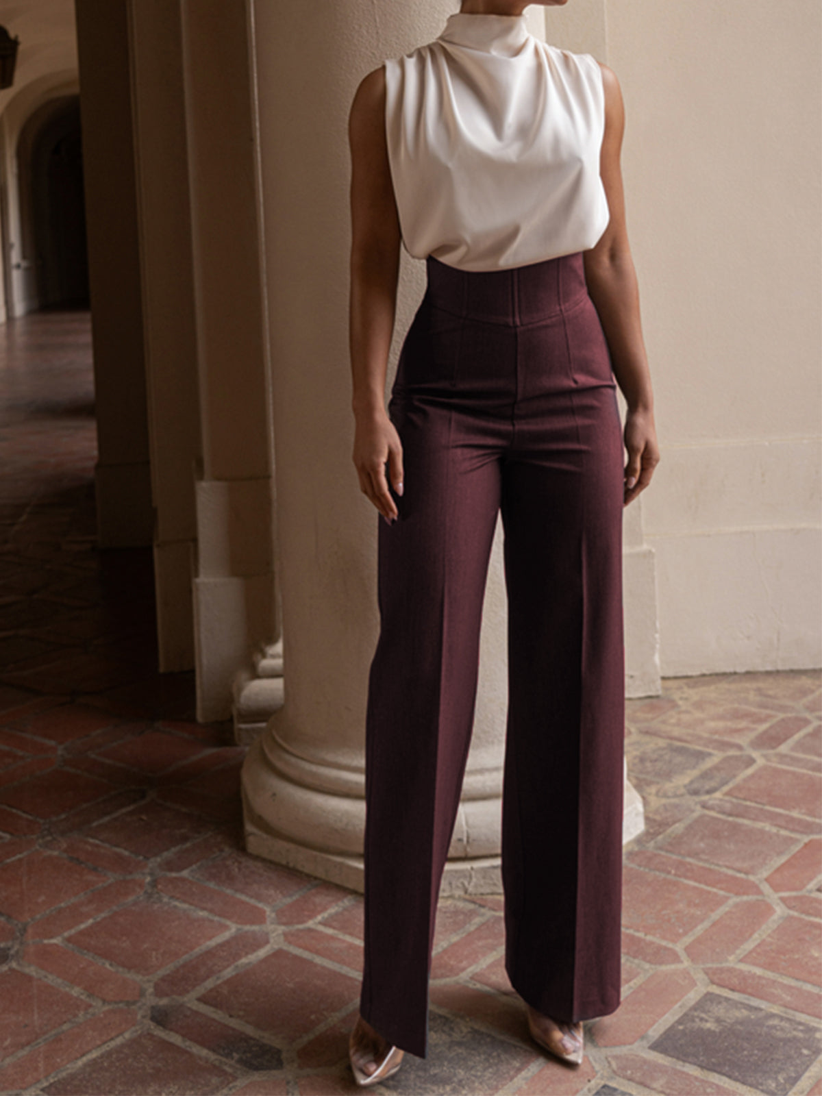 High Waistline Straight Leg Pants High Waistline Straight Leg Pants