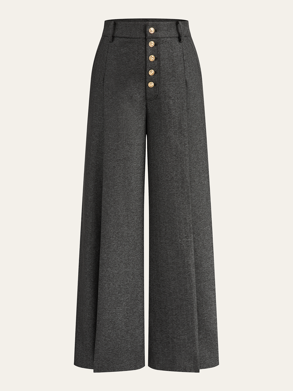 High-Waisted Button-Front Wide-Leg Pants High-Waisted Button-Front Wide-Leg Pants