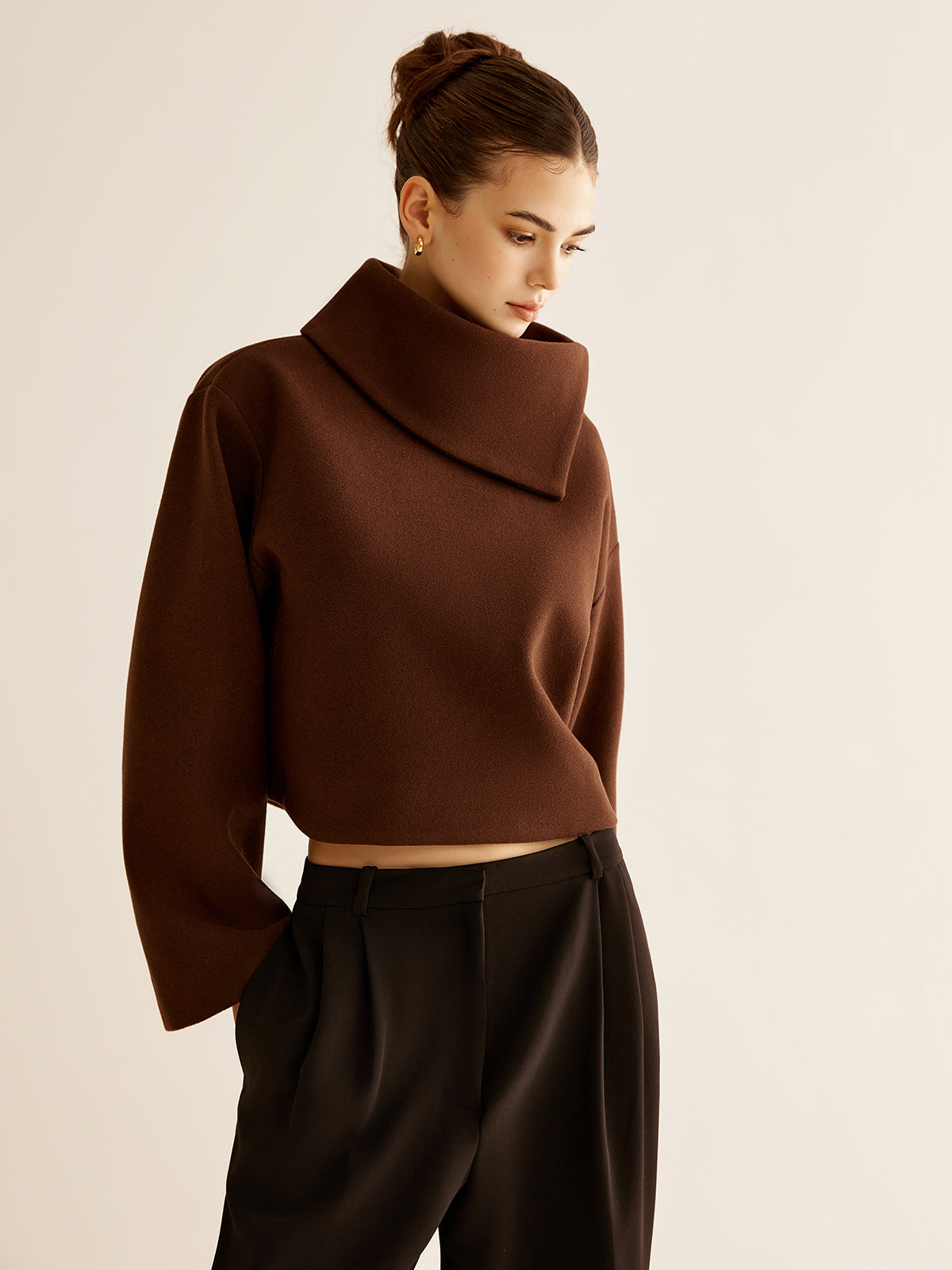 Plain Turtleneck Tweed Top Plain Turtleneck Tweed Top