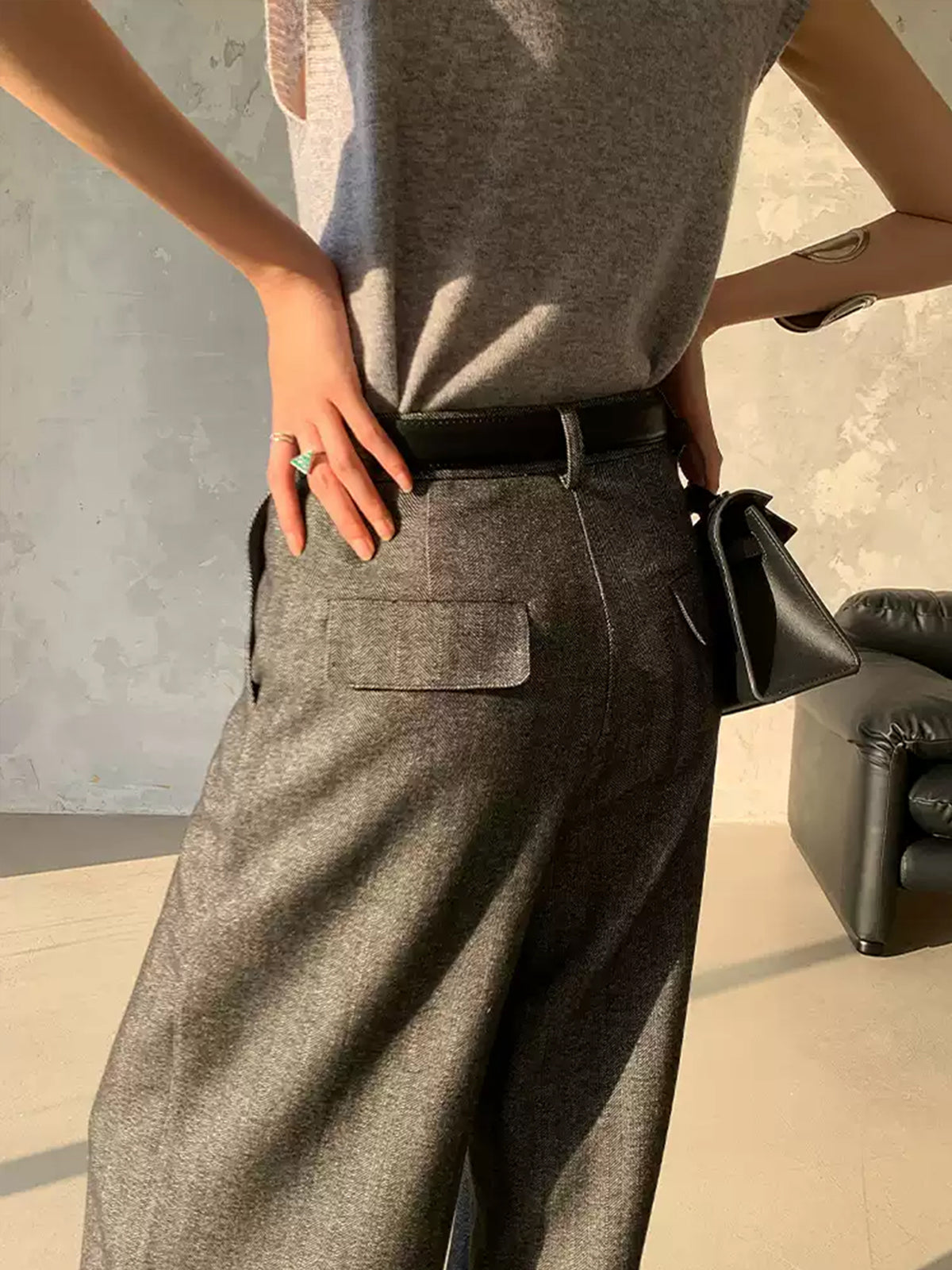 High Waist Pleated Pants Without Belt High Waist Pleated Pants Without Belt