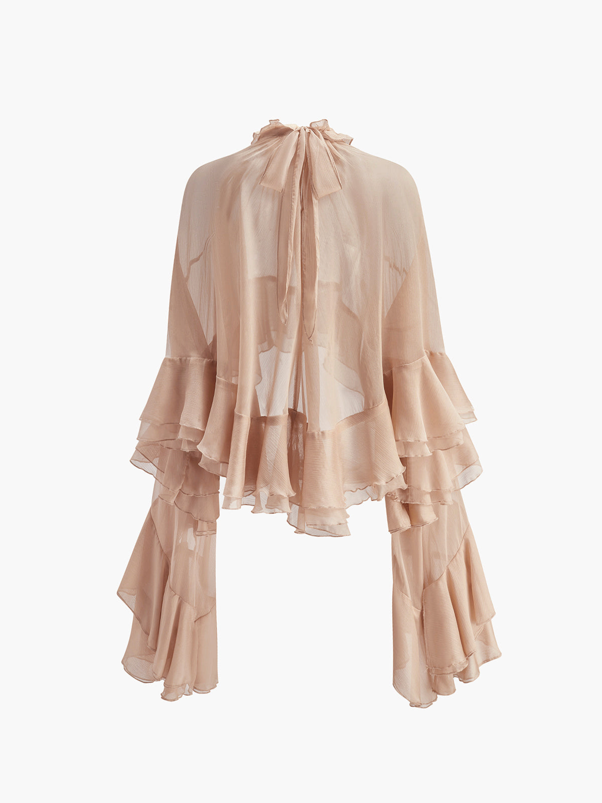 Sheer Turtleneck Ruffle Chiffon Blouse Sheer Turtleneck Ruffle Chiffon Blouse