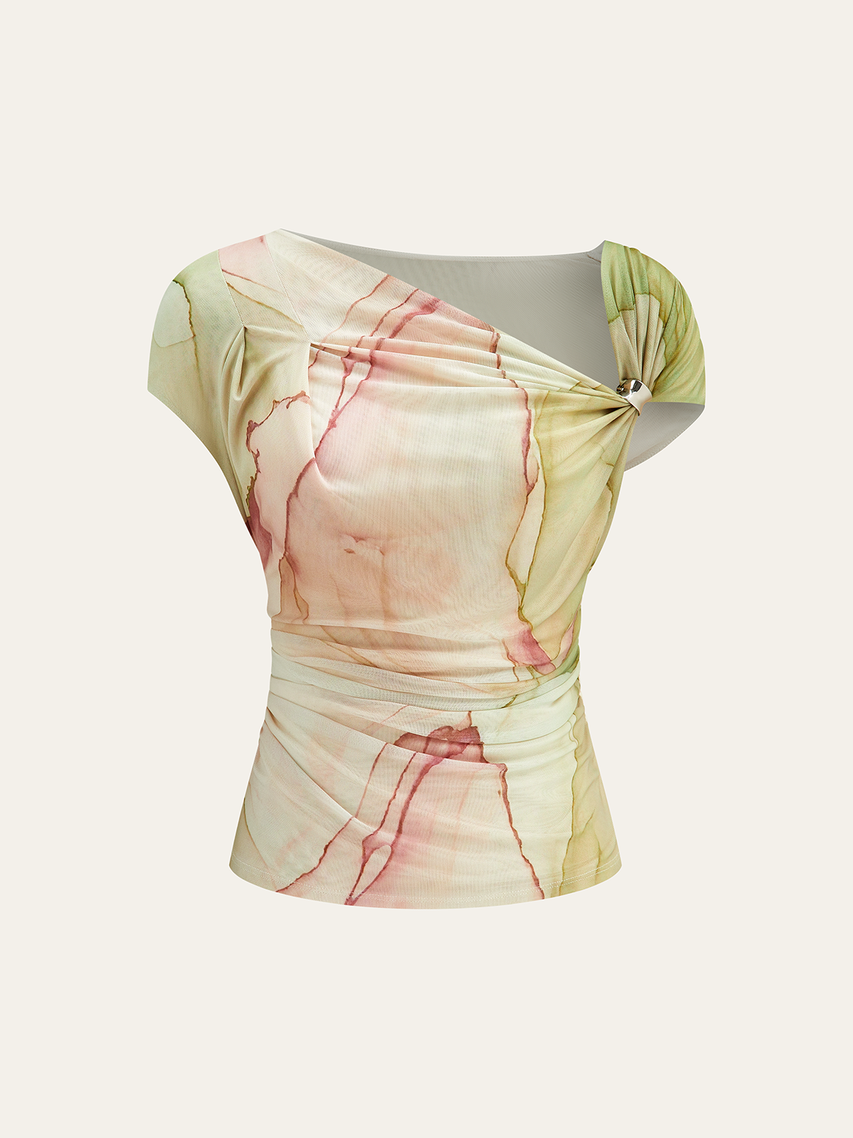 Print Asymmetric Neckline  Top Print Asymmetric Neckline  Top