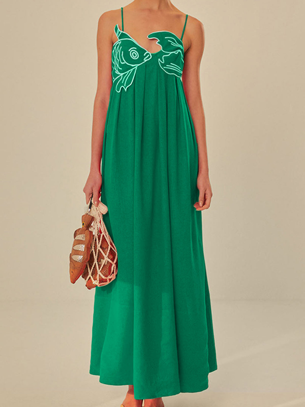 Embroidered Fish Semi-Sheer Cami Dress Embroidered Fish Semi-Sheer Cami Dress