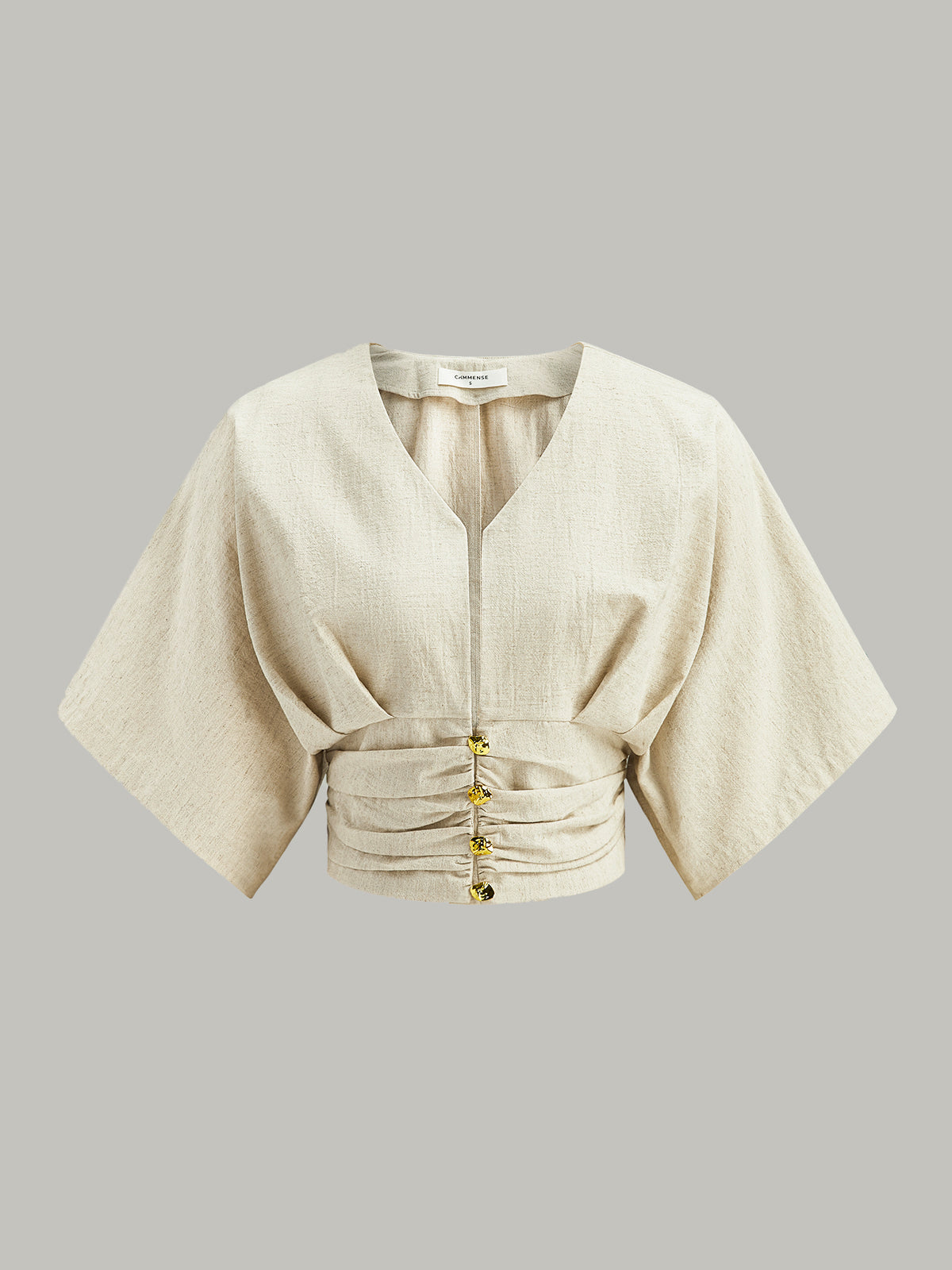 Cotton & Linen Kimono Sleeve Button Top Cotton & Linen Kimono Sleeve Button Top