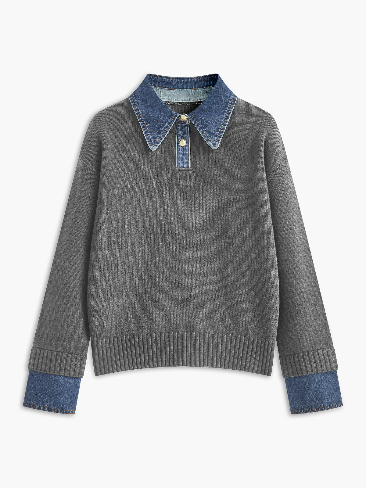 2 in 1 Panel Lapel Sweater 2 in 1 Panel Lapel Sweater