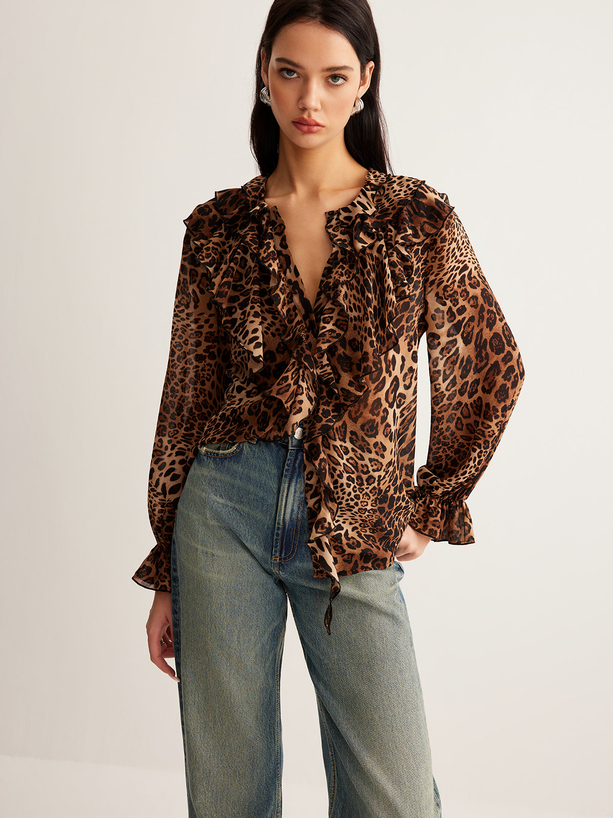 Leopard Printed Ruffle Blouse Leopard Printed Ruffle Blouse