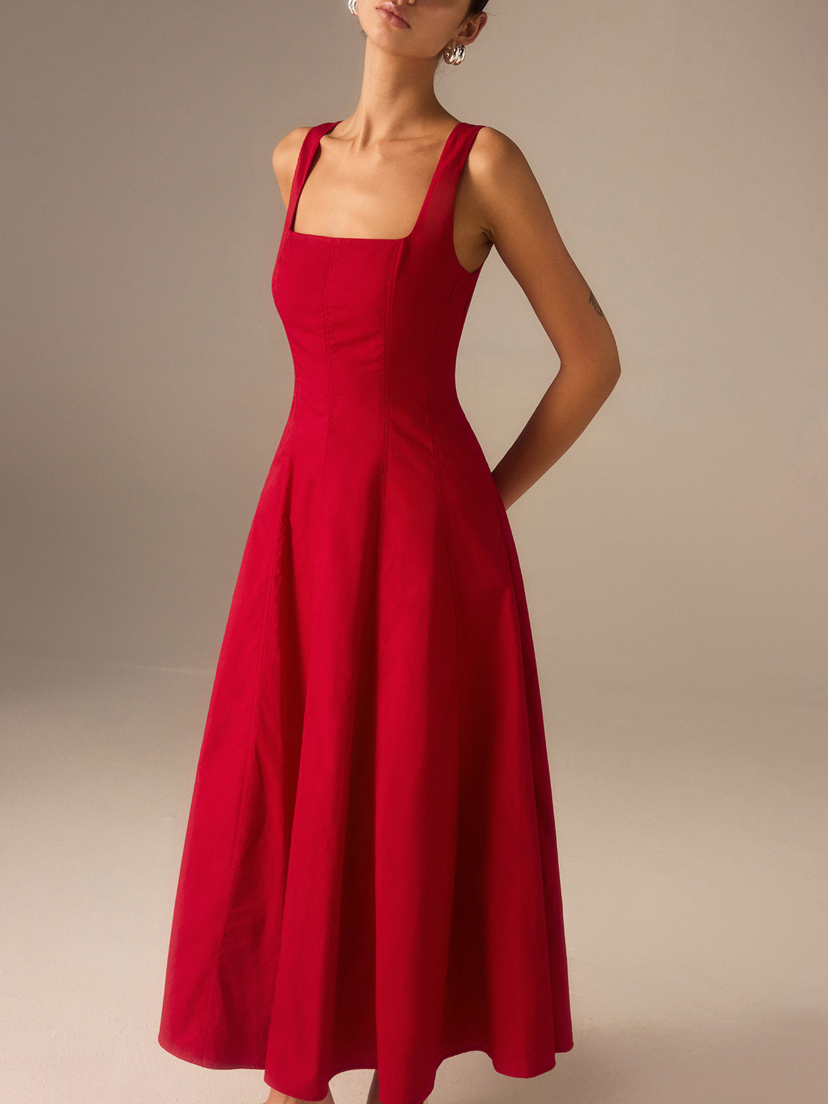 Cotton Maxi Dress with Lace-Up Back Cotton Maxi Dress with Lace-Up Back