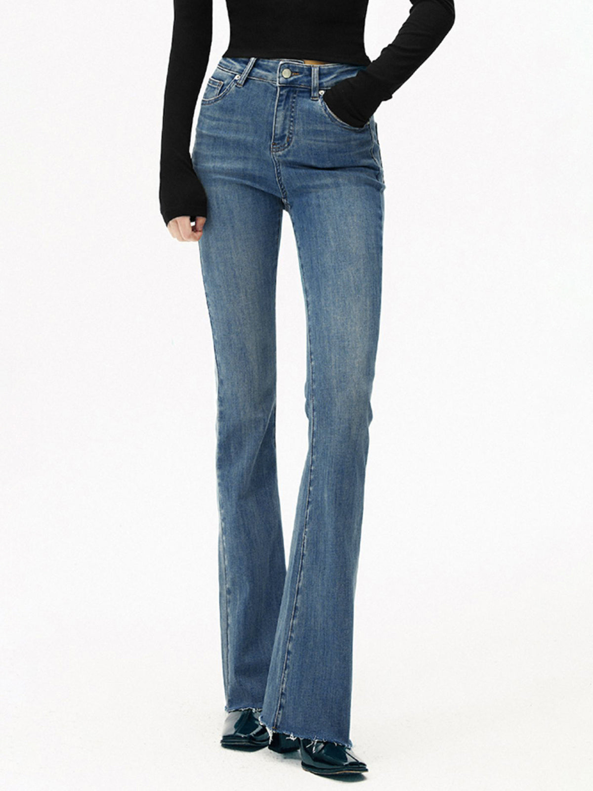 High-Waist Denim Bootcut Jeans High-Waist Denim Bootcut Jeans