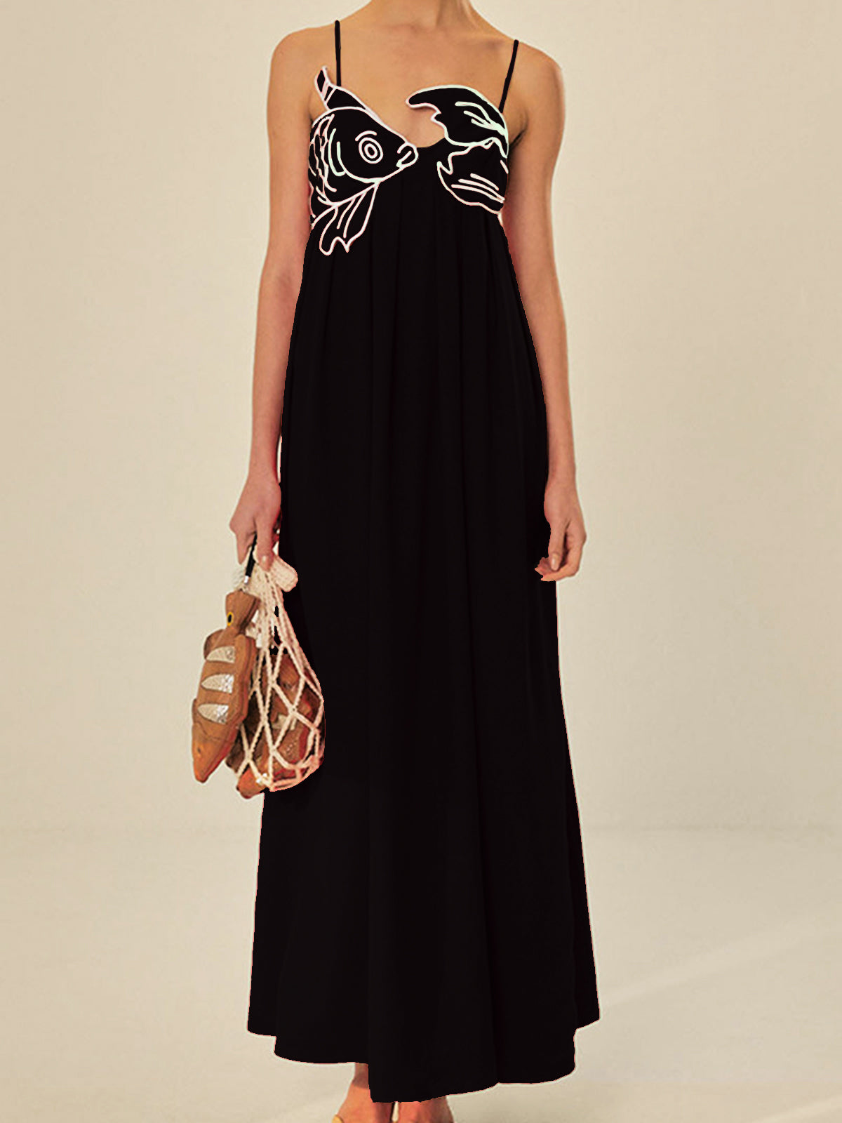 Embroidered Fish Semi-Sheer Cami Dress Embroidered Fish Semi-Sheer Cami Dress