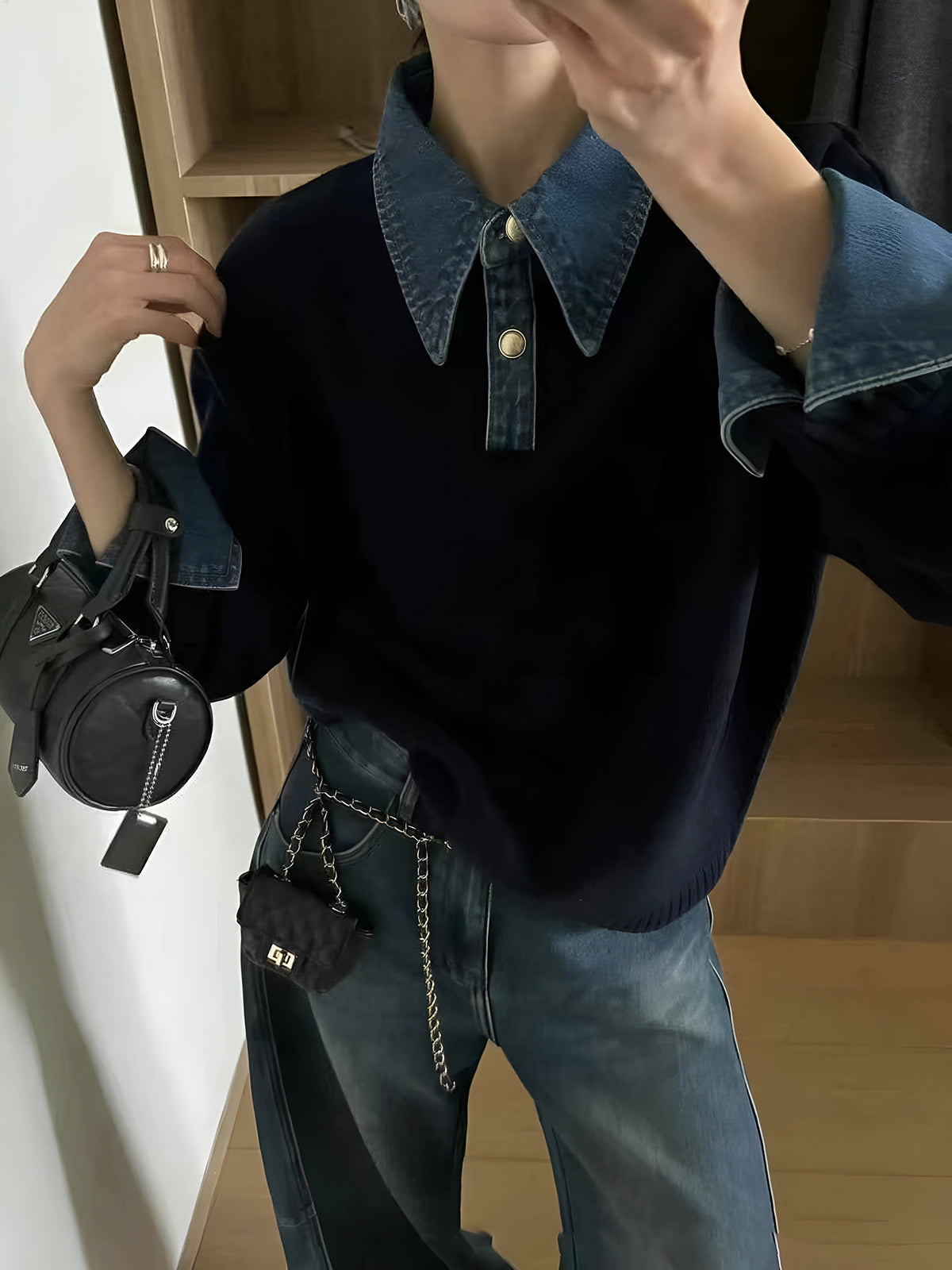 2 in 1 Panel Lapel Sweater 2 in 1 Panel Lapel Sweater