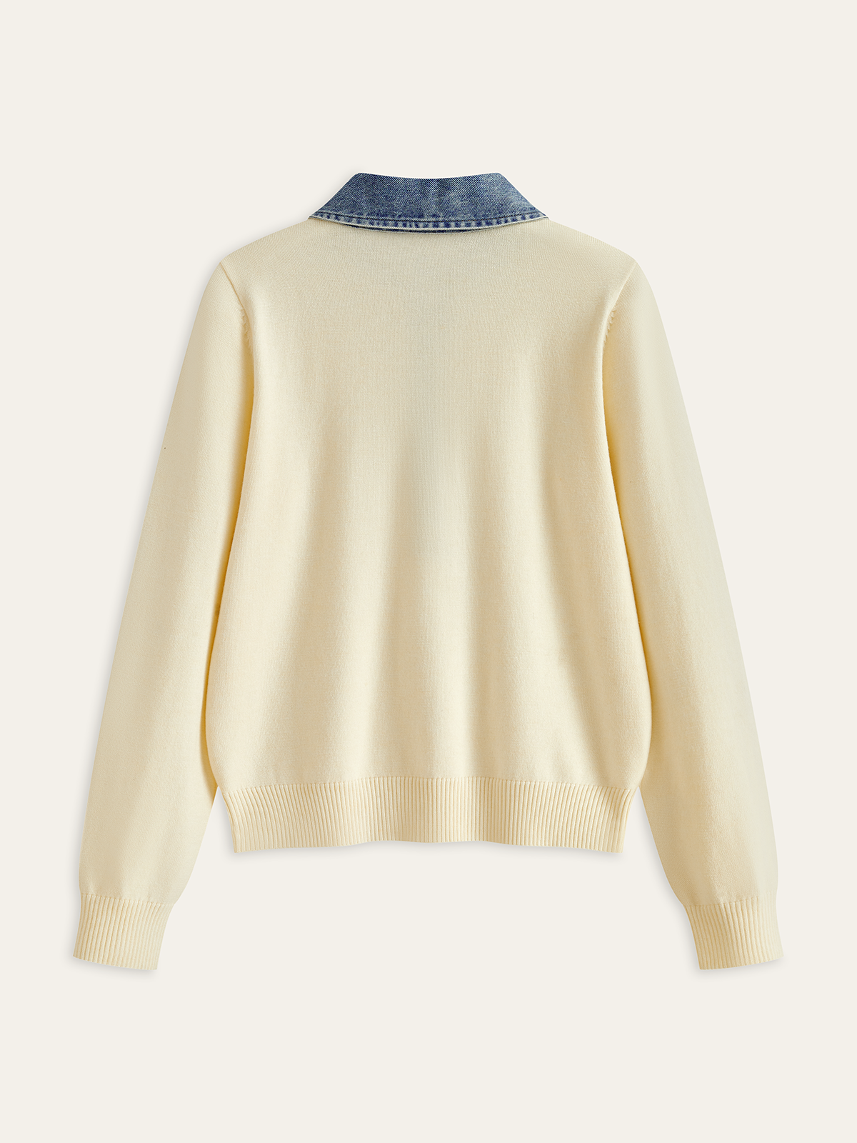 Denim Collar Wool Blend Knit Top Denim Collar Wool Blend Knit Top