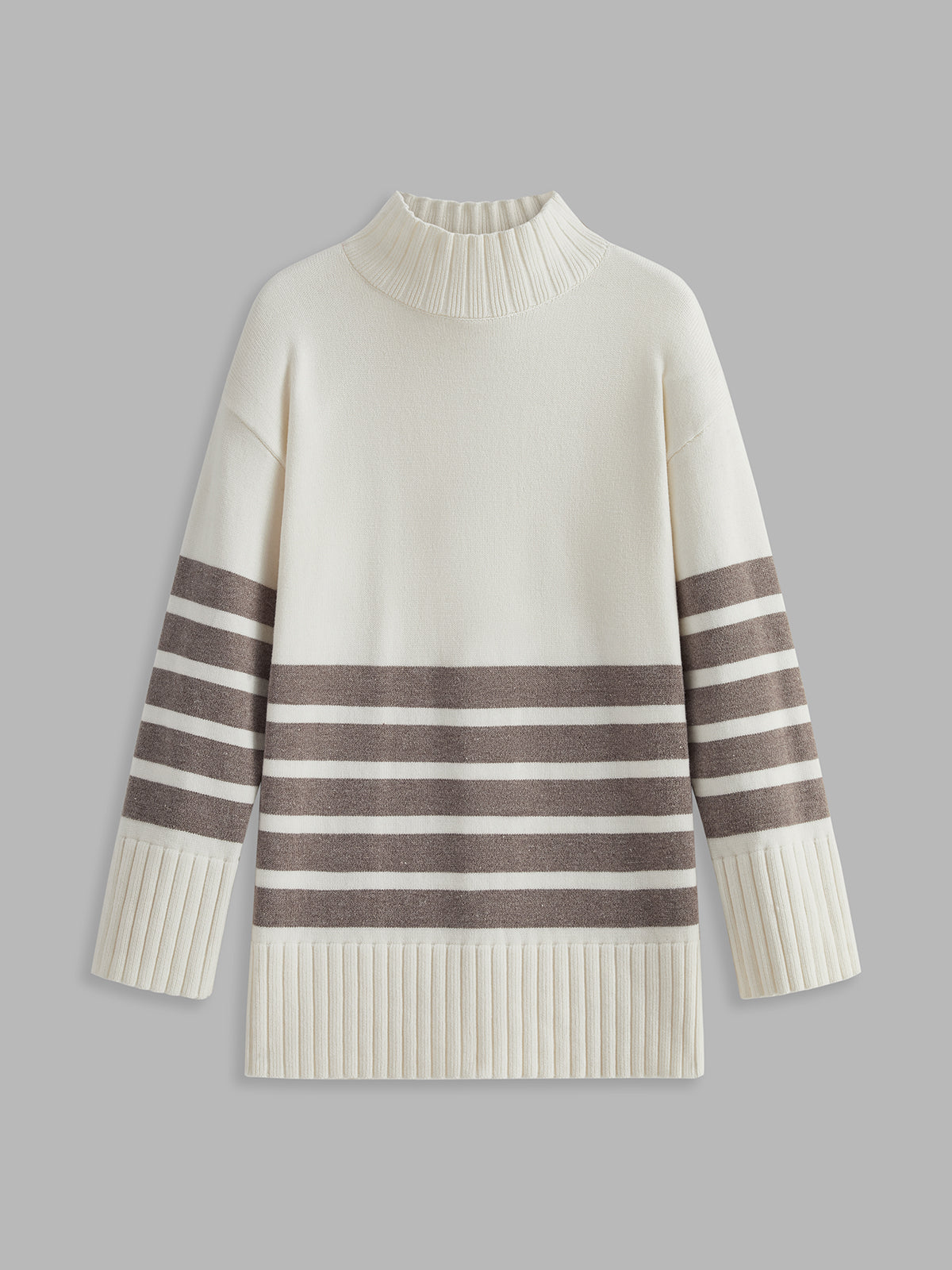 Miss Paris Mock Neck Stripe Sweater Miss Paris Mock Neck Stripe Sweater