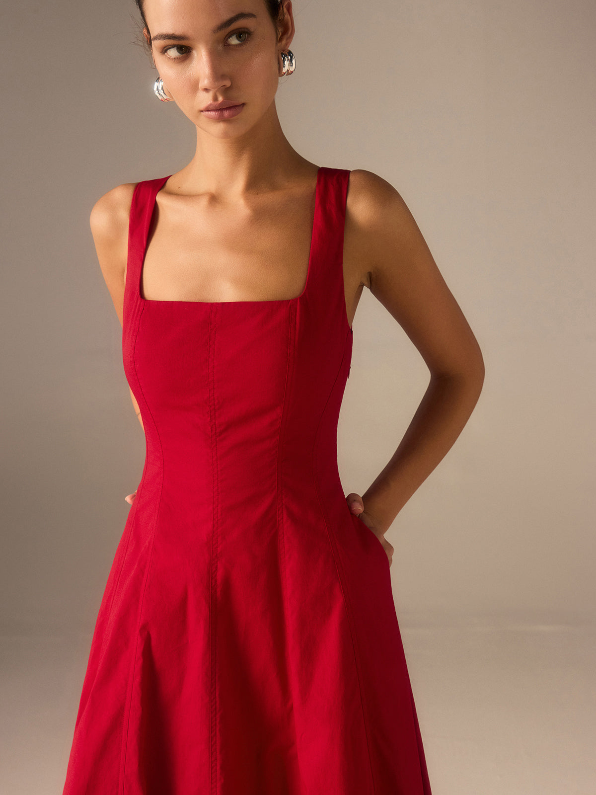 Cotton Maxi Dress with Lace-Up Back Cotton Maxi Dress with Lace-Up Back