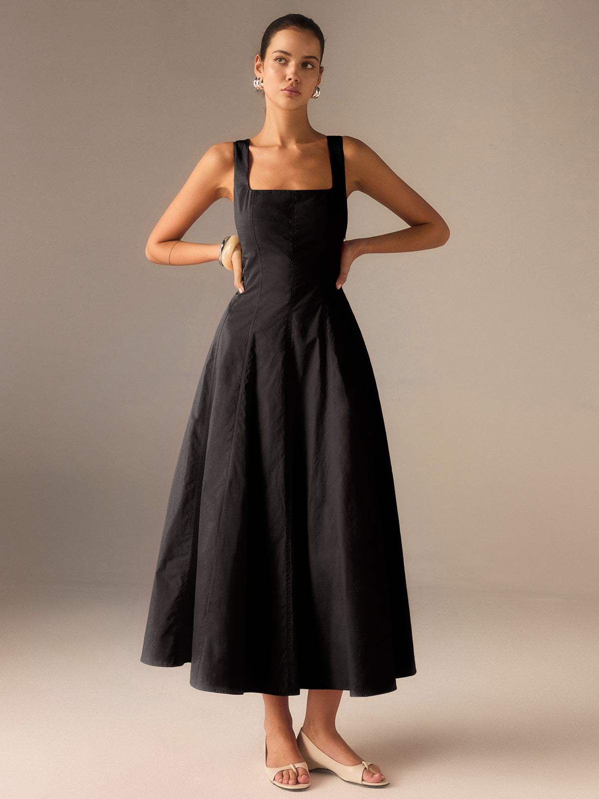 Cotton Maxi Dress with Lace-Up Back Cotton Maxi Dress with Lace-Up Back