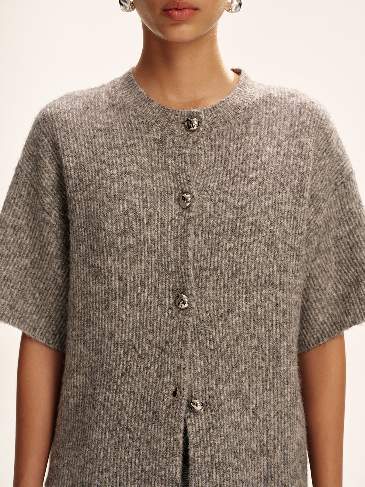 Wool-Blend Short-Sleeved Cardigan Wool-Blend Short-Sleeved Cardigan