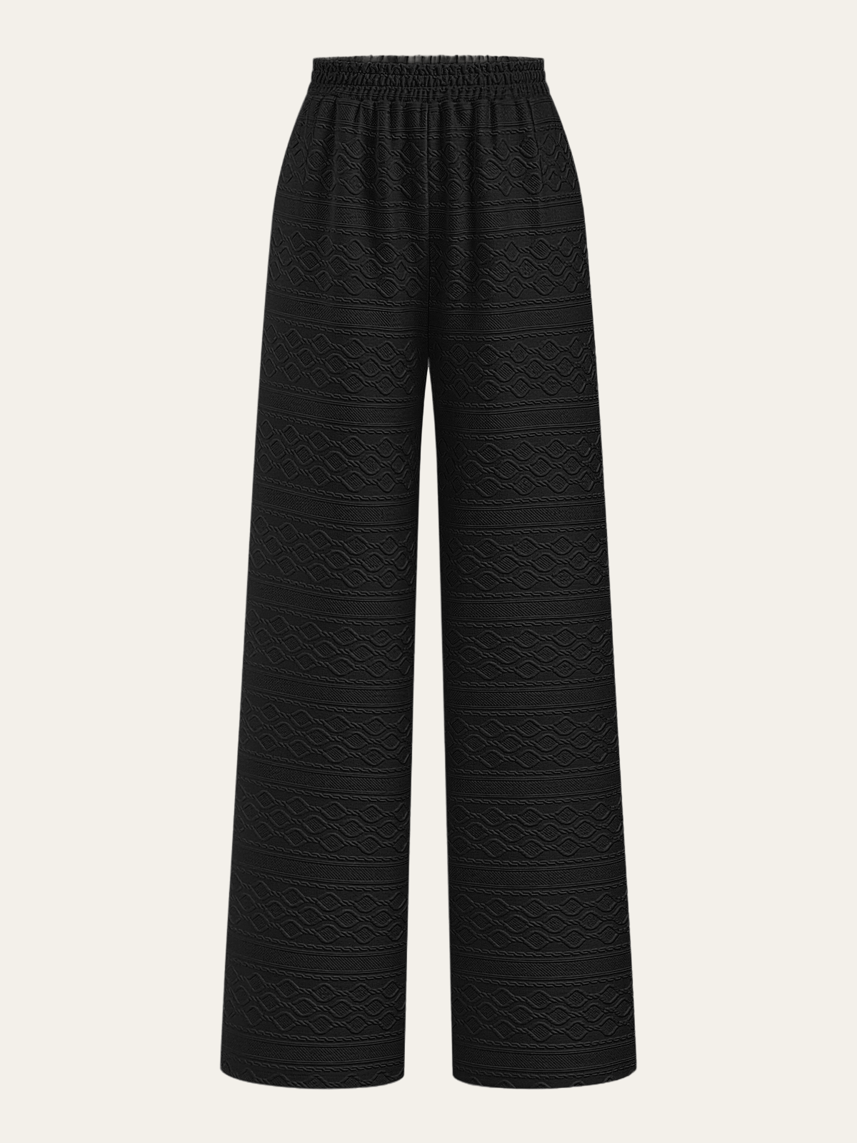 Textured Wide-Leg Pants with Elastic Waist Textured Wide-Leg Pants with Elastic Waist