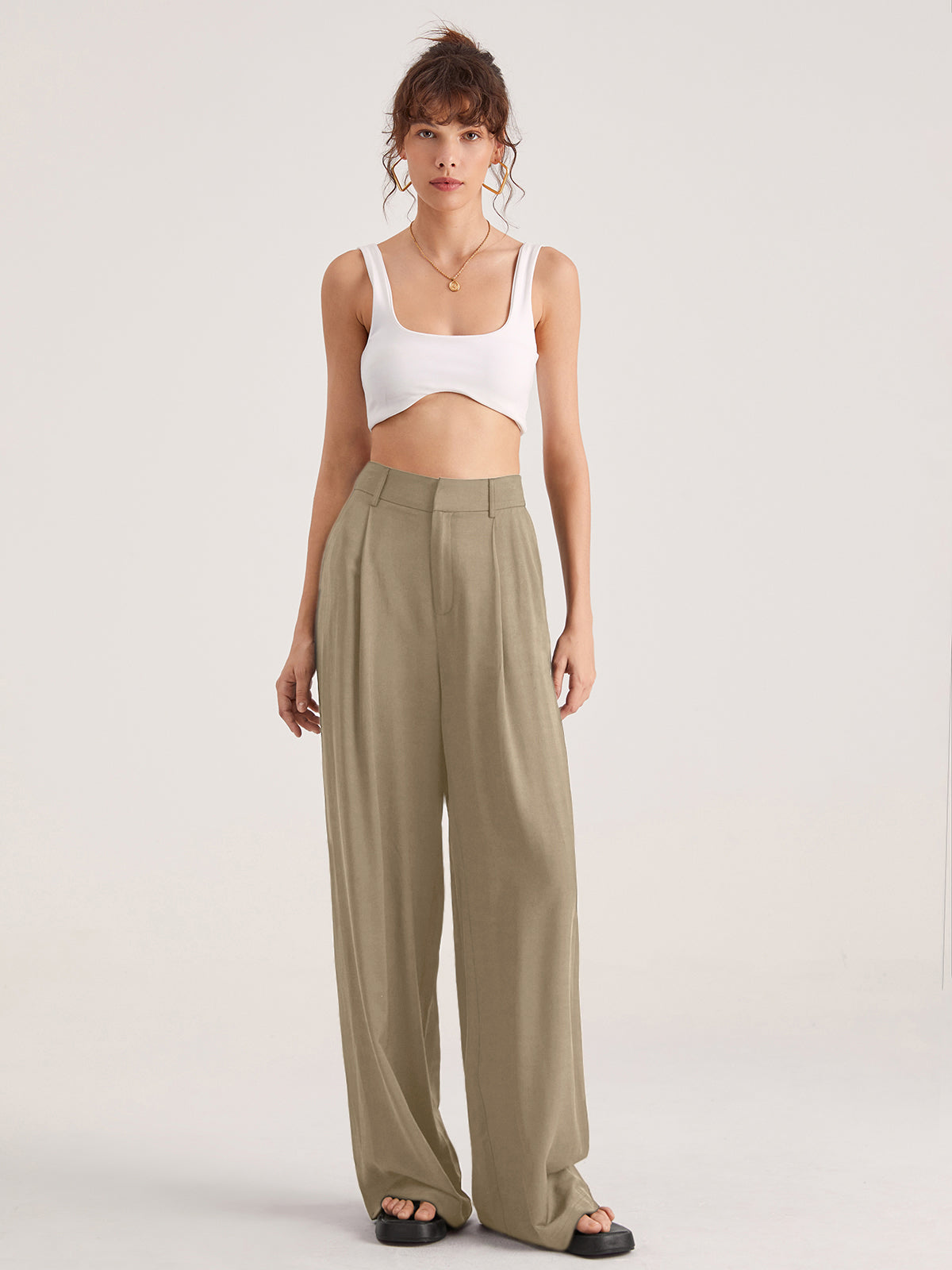 Oversized High Waisted Pleat Front Trousers Oversized High Waisted Pleat Front Trousers