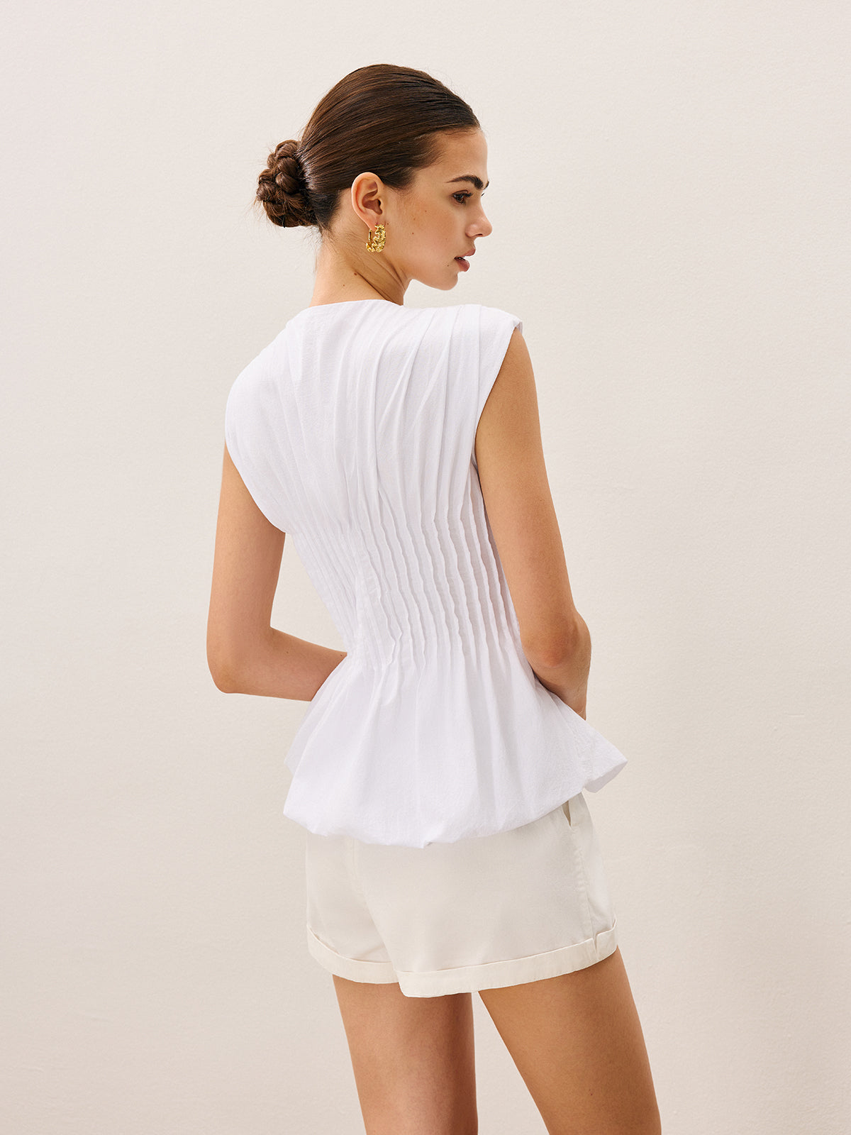Pleated Peplum V-Neck Blouse Pleated Peplum V-Neck Blouse