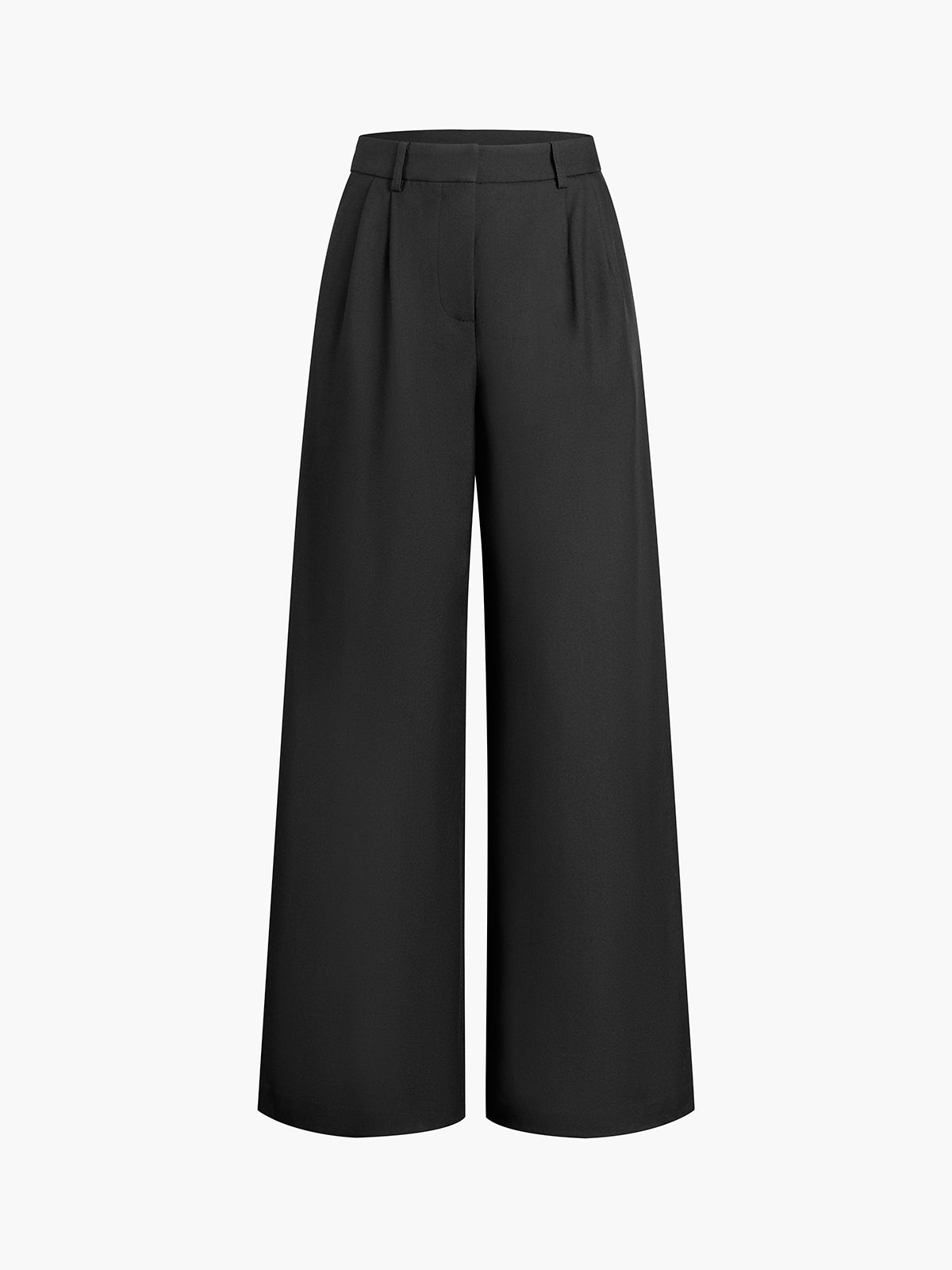 Solid Wide Leg Pants Without Belt Solid Wide Leg Pants Without Belt