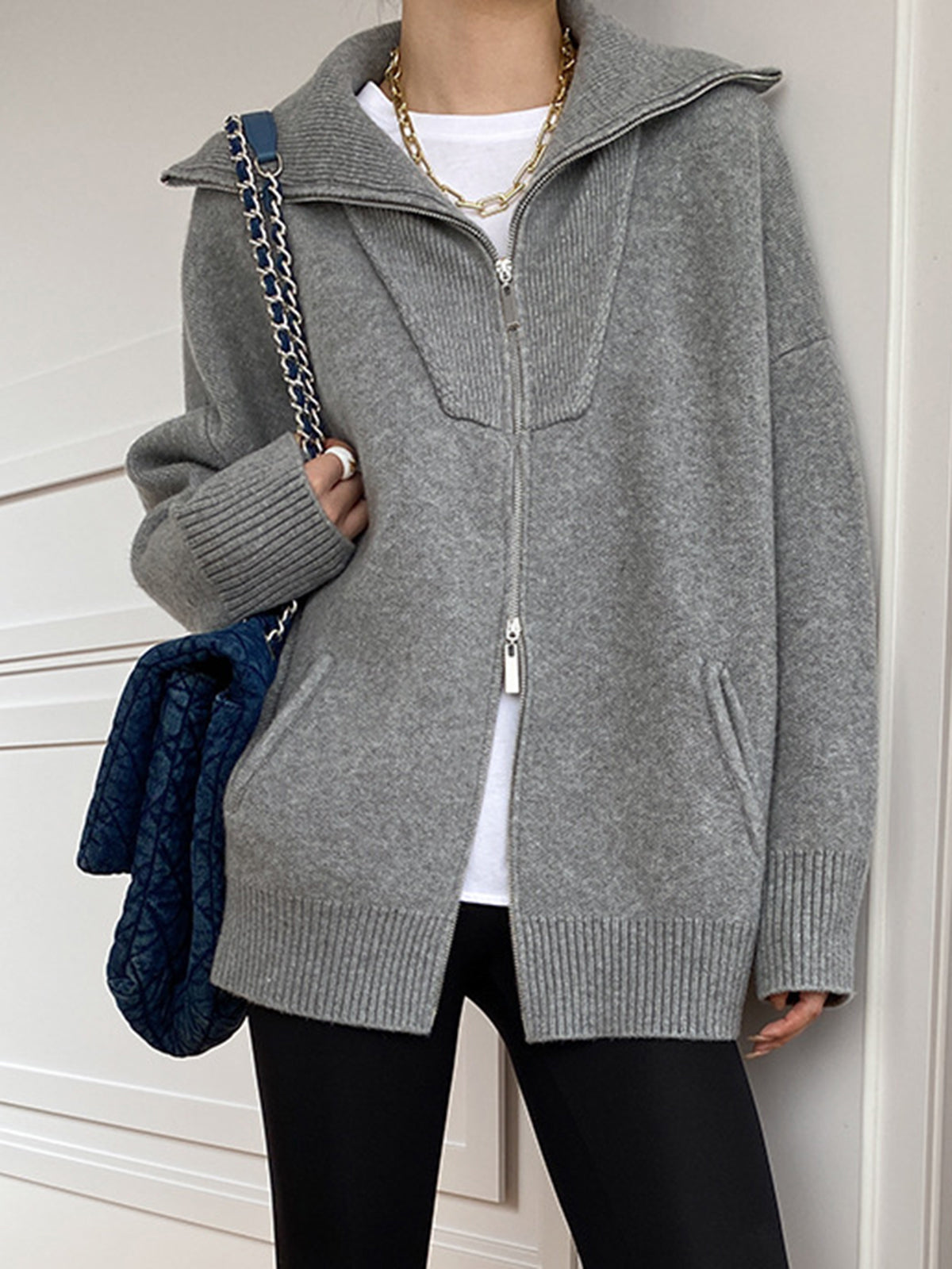Oversized Open Collar Cardigan Oversized Open Collar Cardigan
