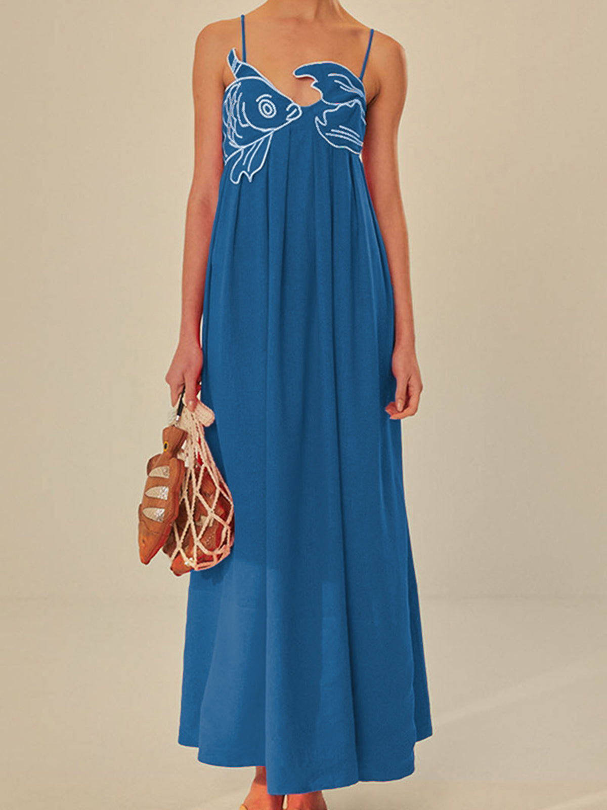 Embroidered Fish Semi-Sheer Cami Dress Embroidered Fish Semi-Sheer Cami Dress