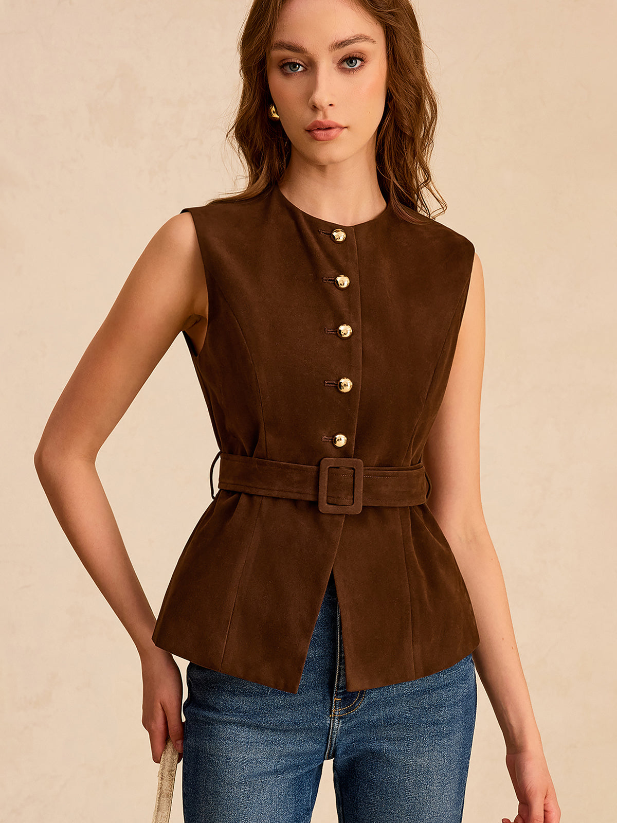 Suede Vest with Belt Suede Vest with Belt