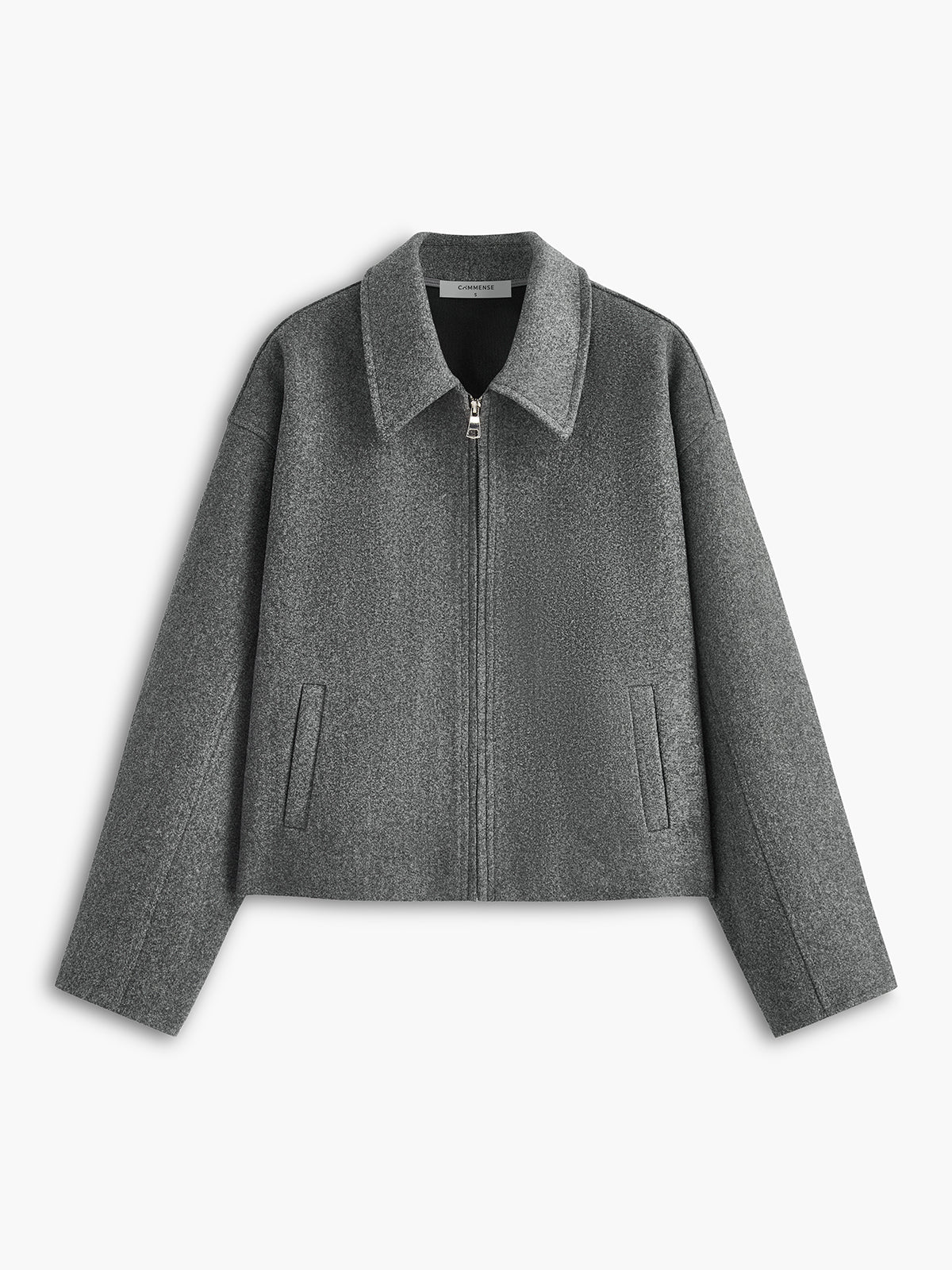 Plain Zipper Tweed Jacket Plain Zipper Tweed Jacket