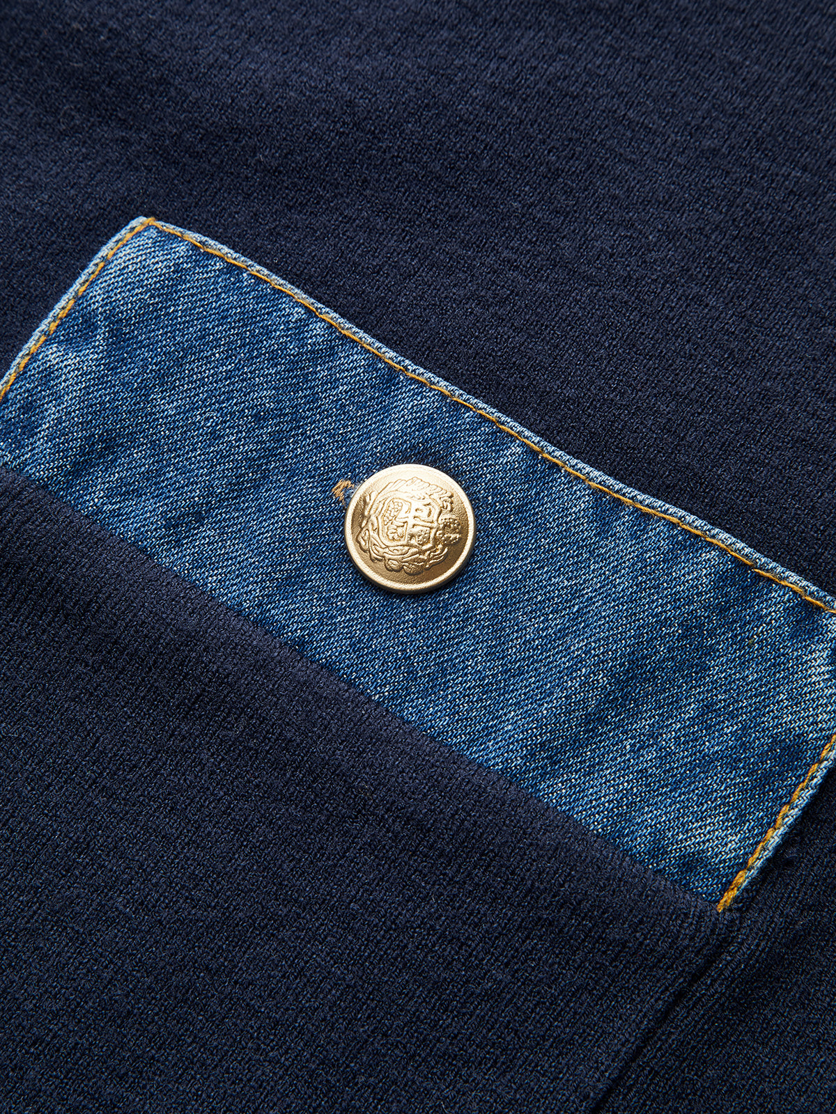 Sailor Collar Denim Trim Knit Outerwear Sailor Collar Denim Trim Knit Outerwear