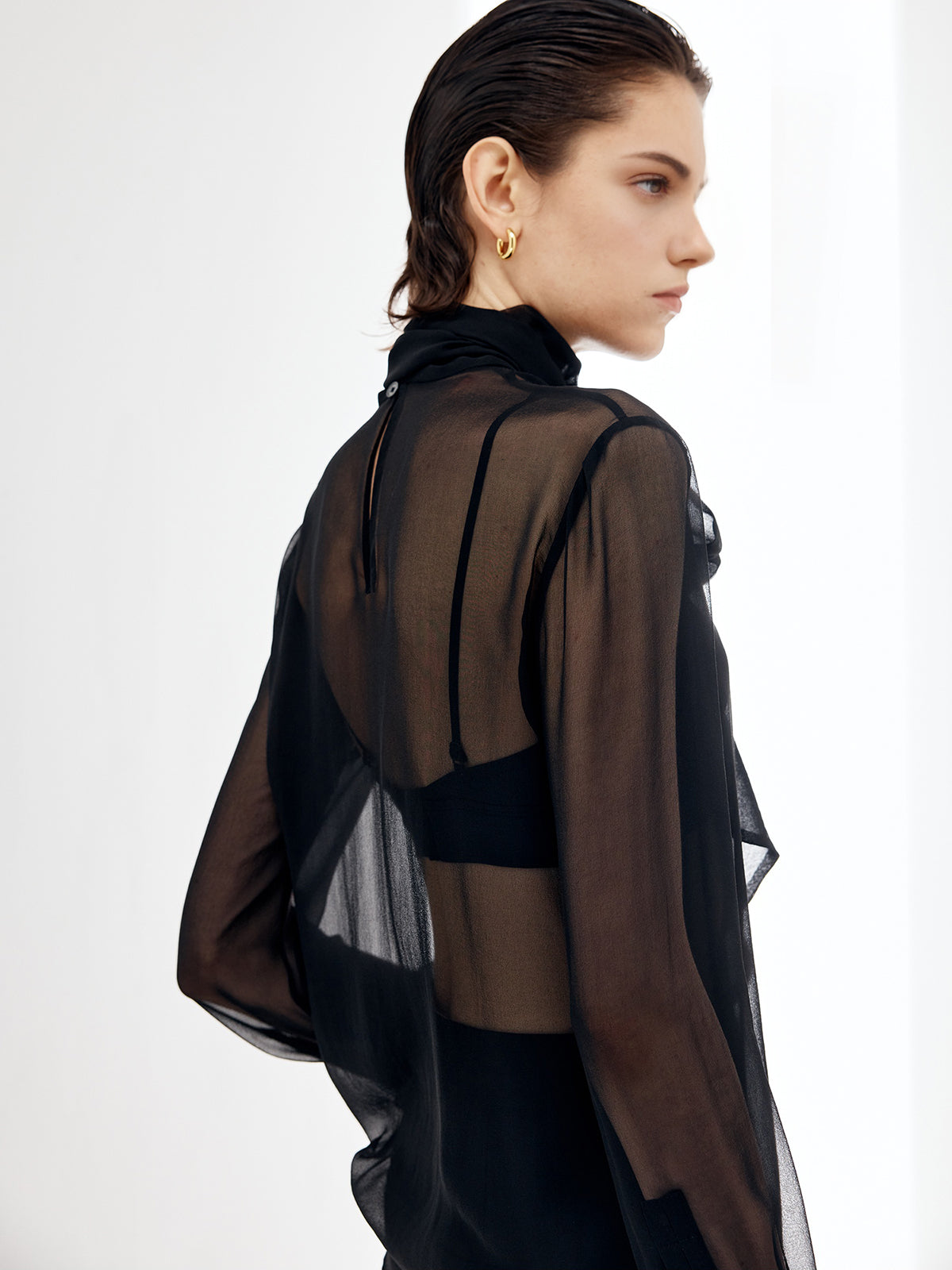Sheer Bow Chiffon Blouse Sheer Bow Chiffon Blouse