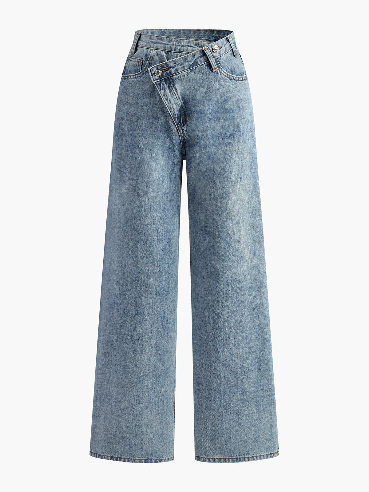Asymmetric Waist Wide-Leg Jeans Asymmetric Waist Wide-Leg Jeans